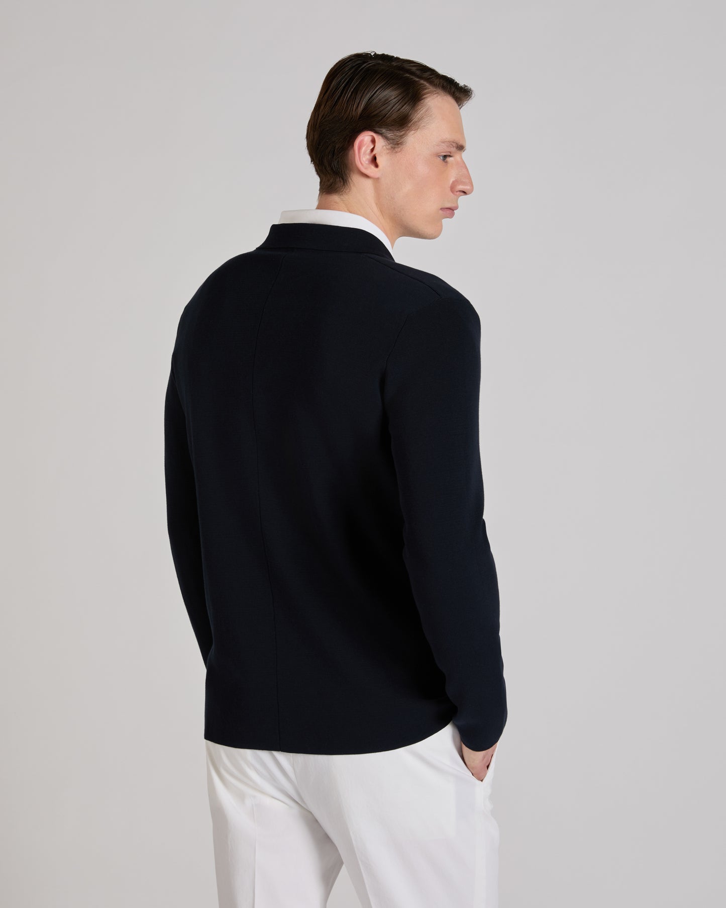 Slim fit cotton crepe jacket