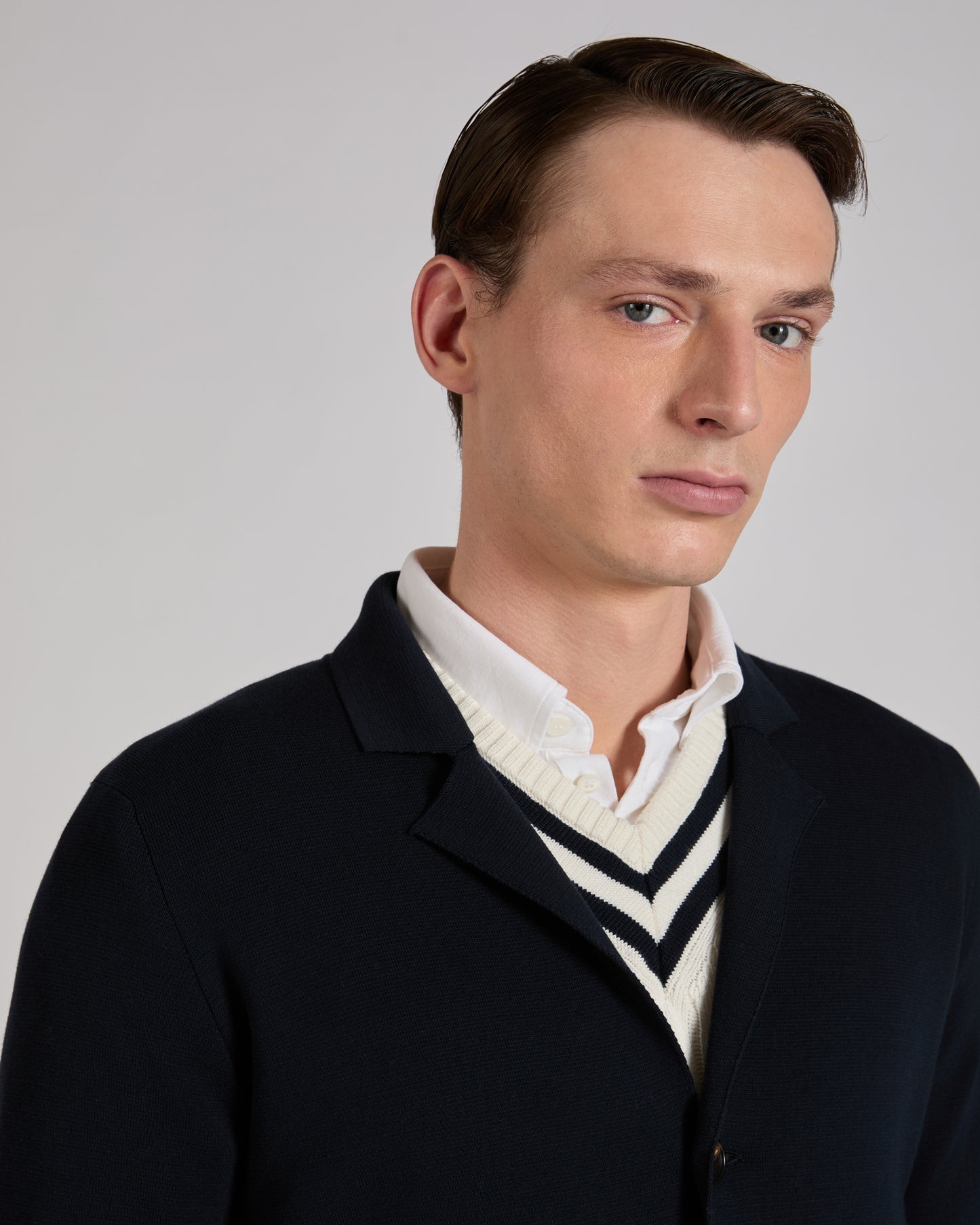 Slim fit cotton crepe jacket