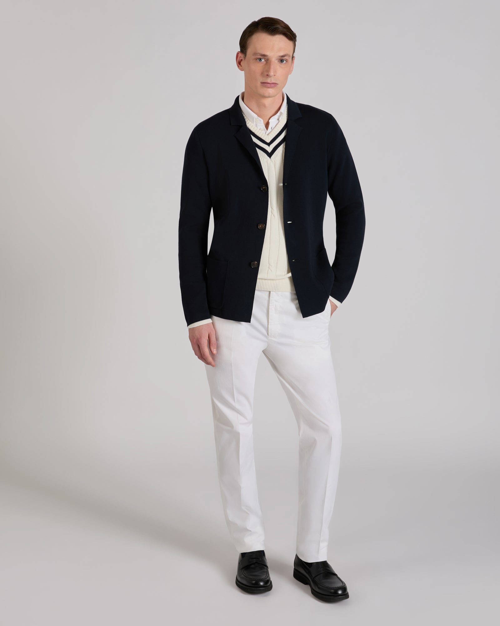 Zanone - Slim fit cotton crepe jacket - midnight blue – Slowear
