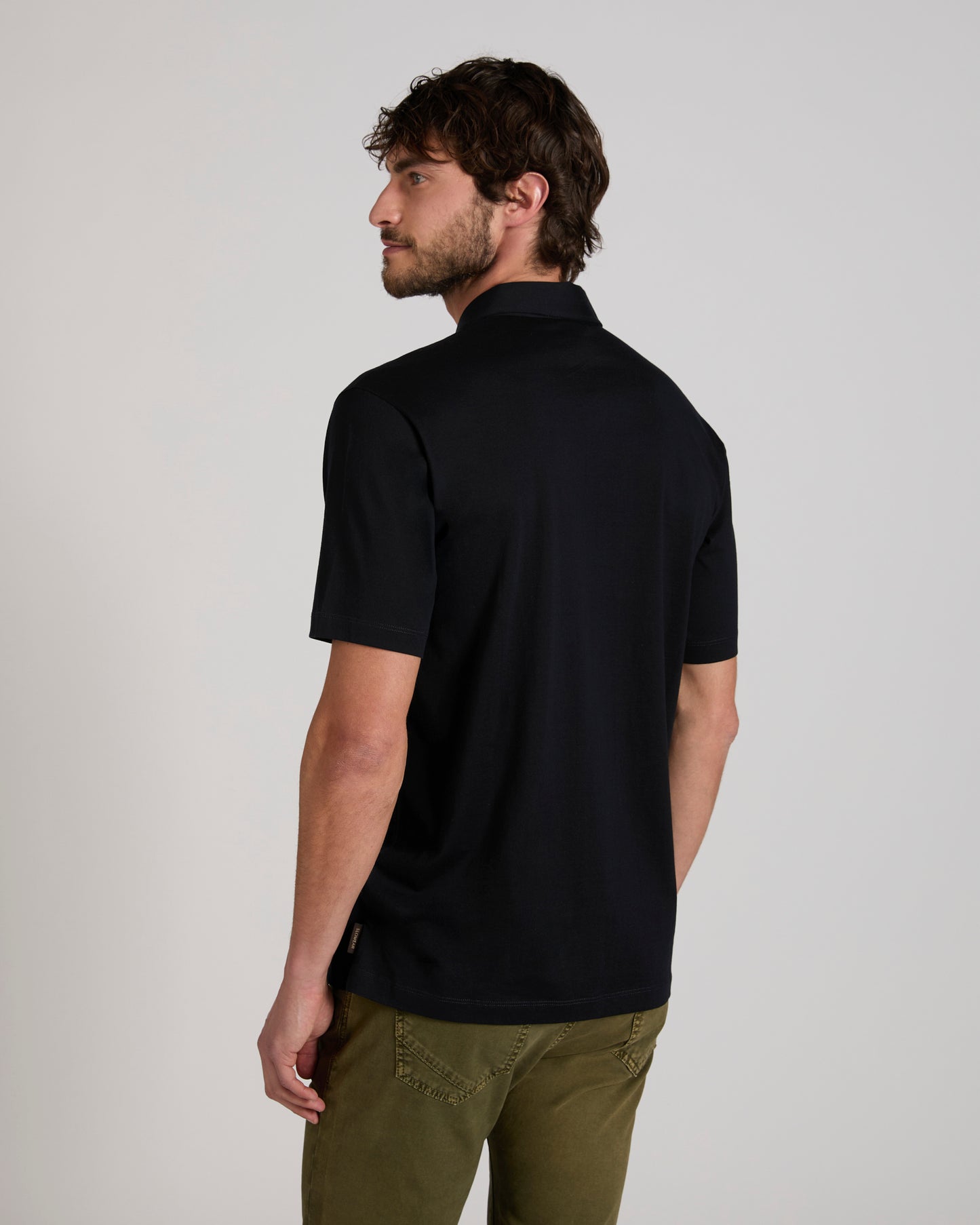 Slim fit cotton and silk jersey polo shirt