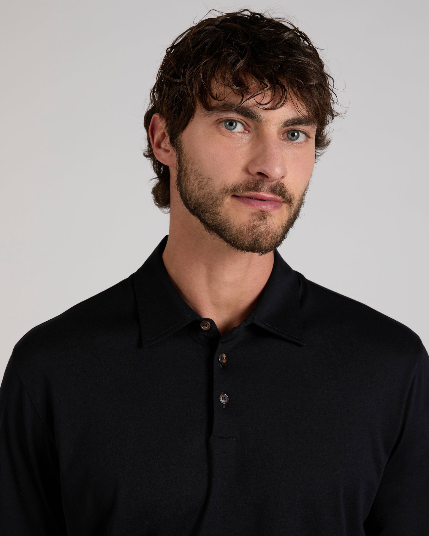 Slim fit cotton and silk jersey polo shirt