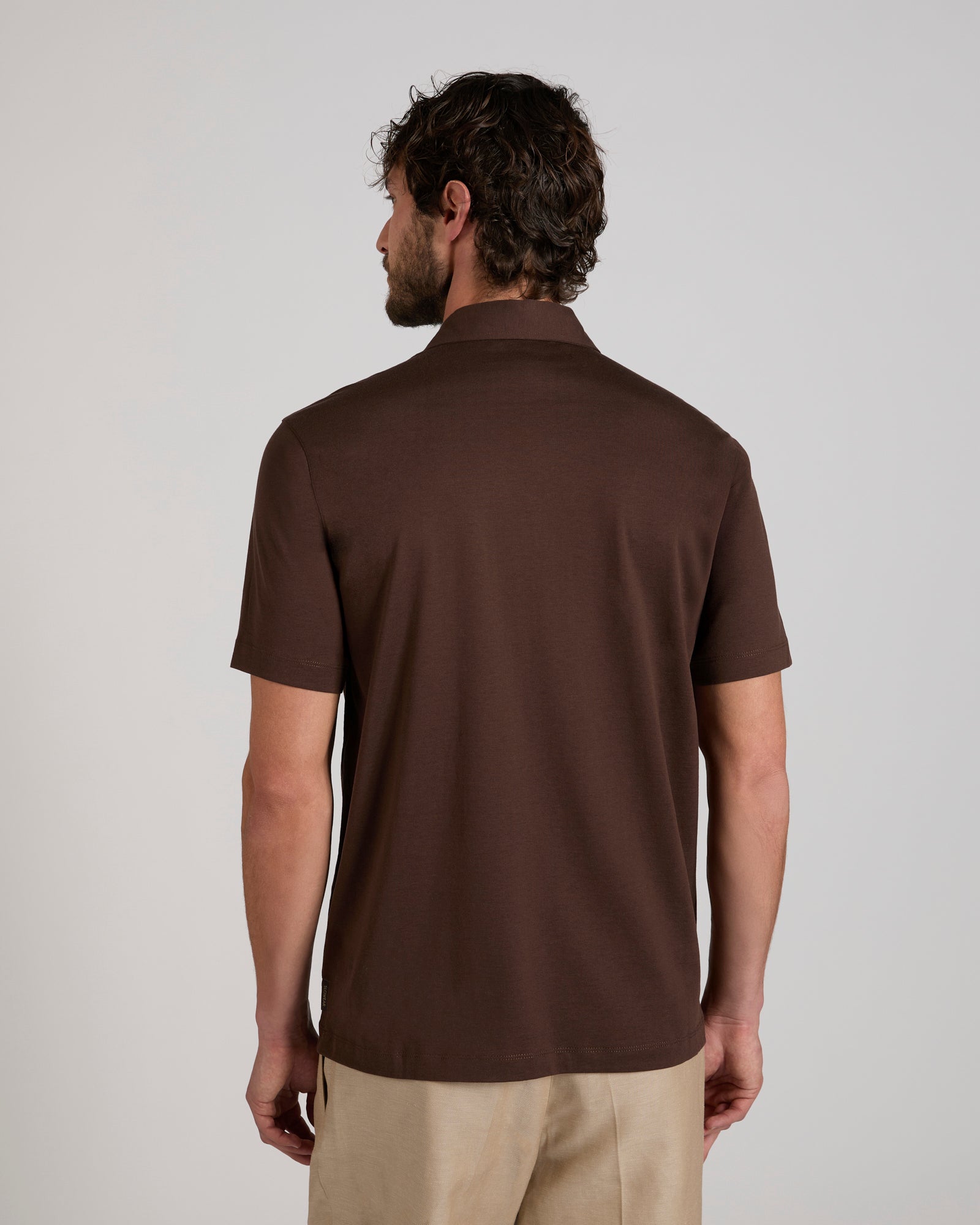 Zanone - Slim fit cotton and silk jersey polo shirt - chocolate