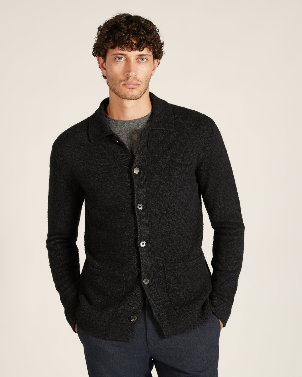Bouclé-Overshirt aus Geelong-Wolle