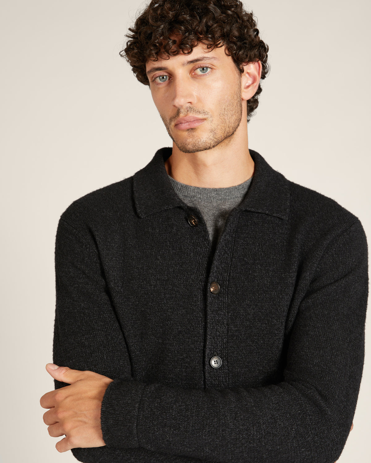 Bouclé-Overshirt aus Geelong-Wolle