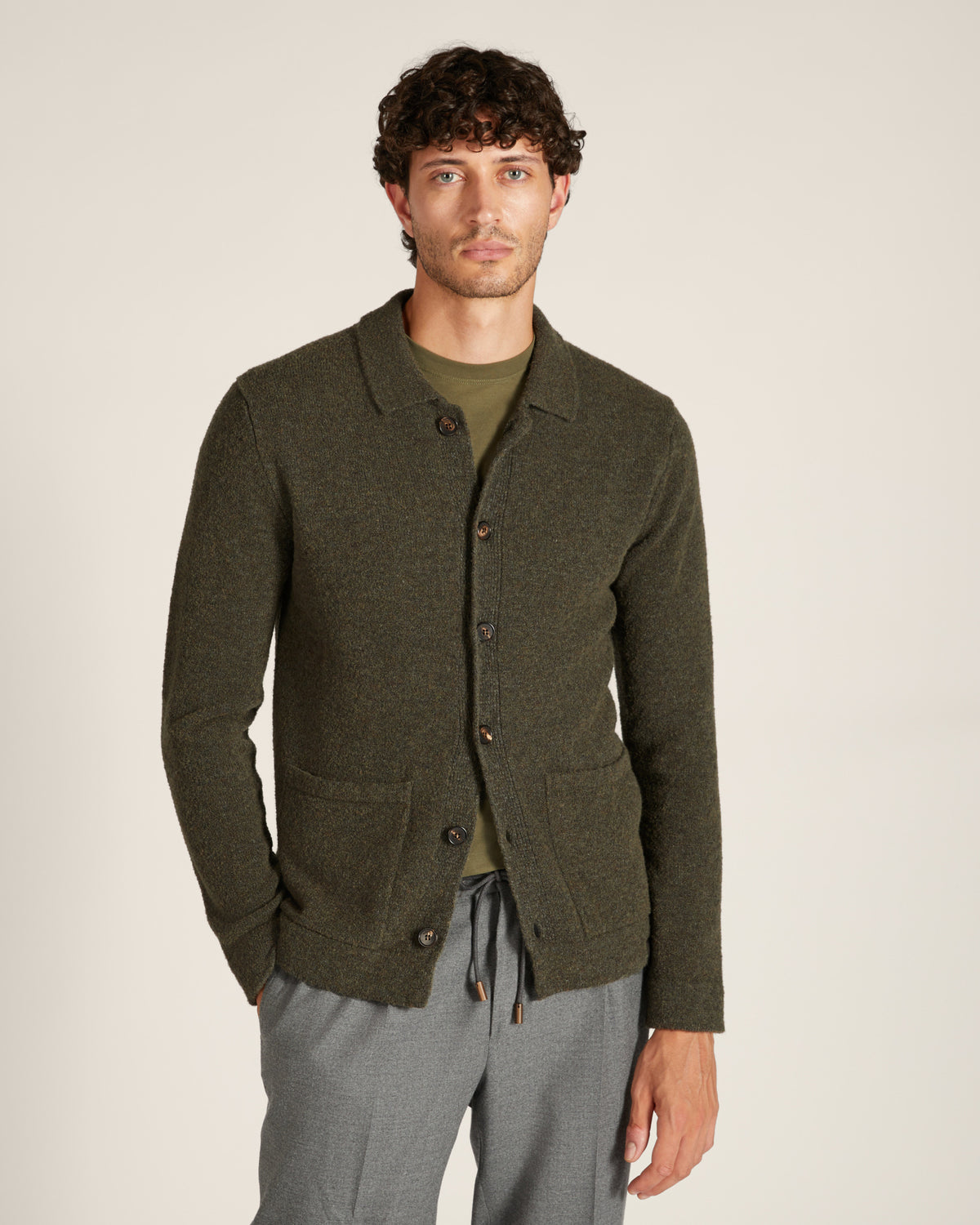Bouclé-Overshirt aus Geelong-Wolle