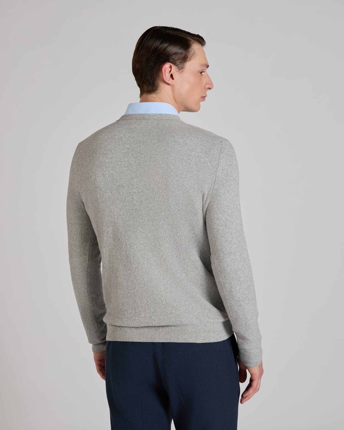 Slim fit cotton bouclé crew-neck jumper