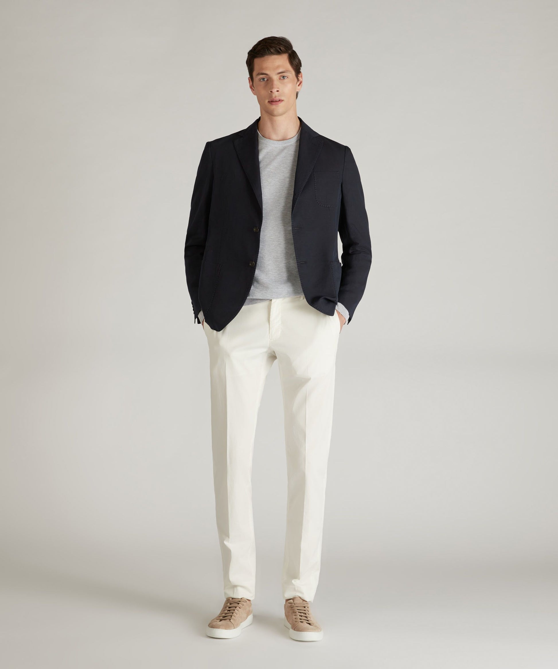 Zanone Slim-fit crew neck sweater in certified crêpe cotton