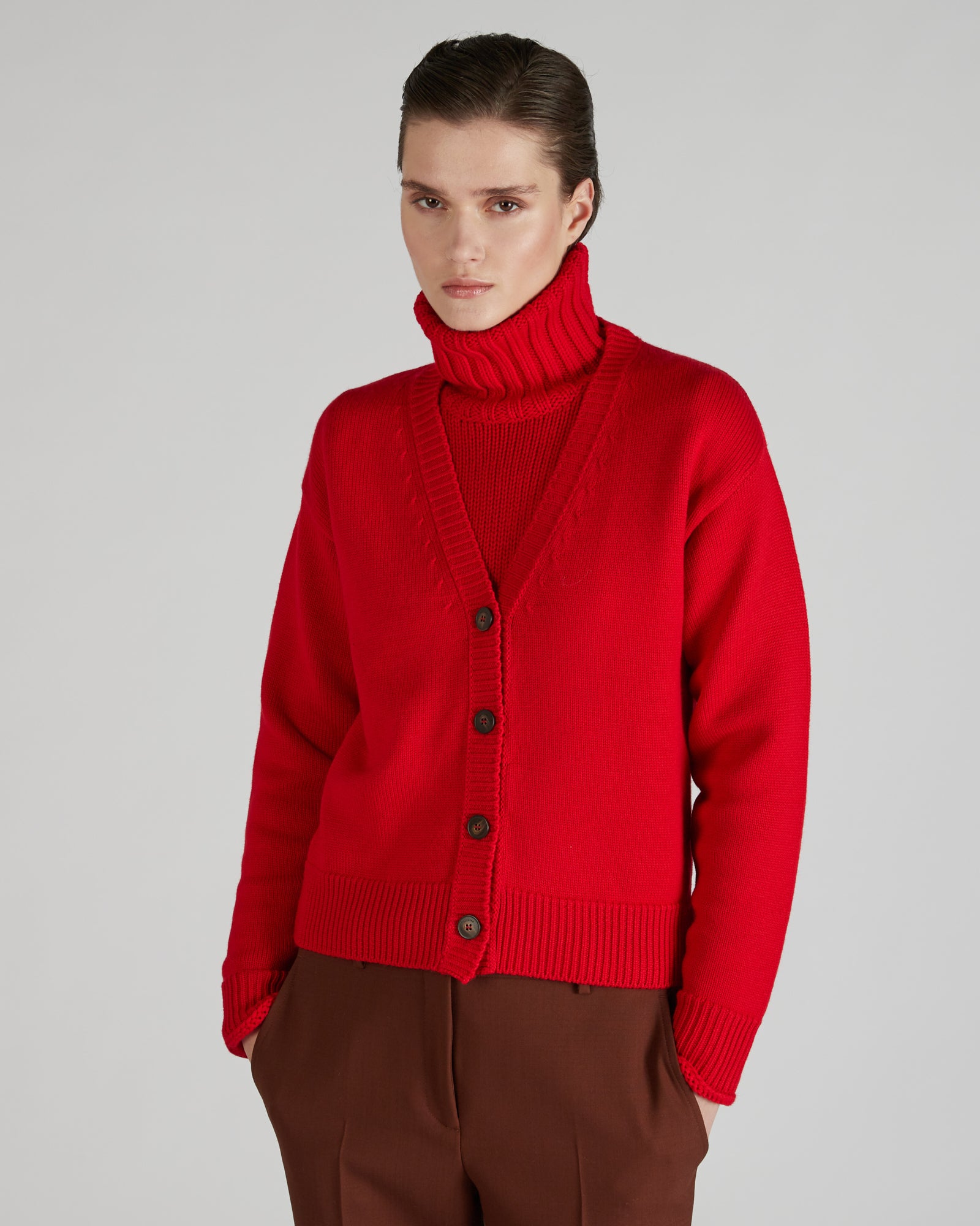 Zanone - Slim-fit wool cardigan - red – Slowear