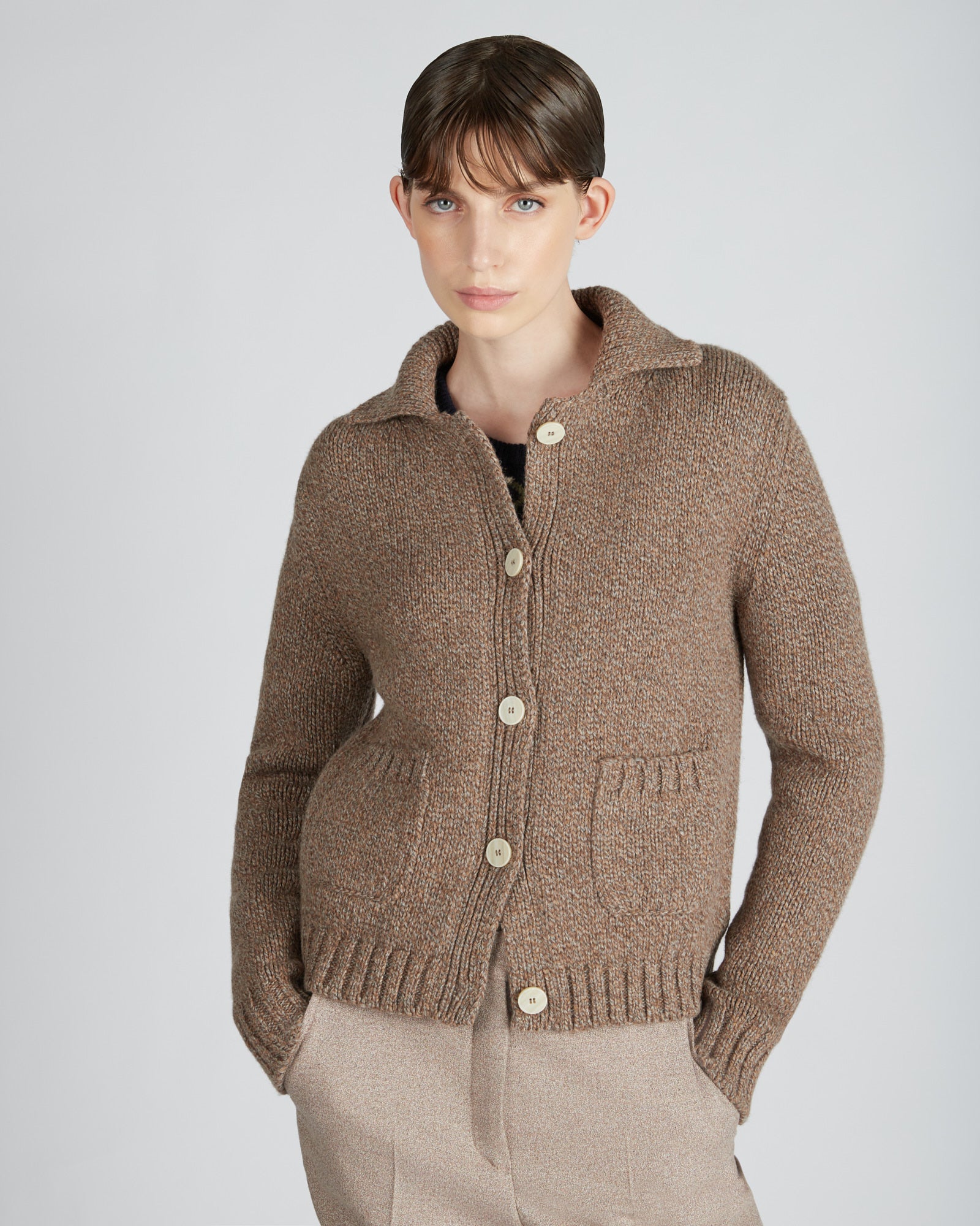 Zanone - Chioto slim fit cardigan in wool and Alpaca - purple