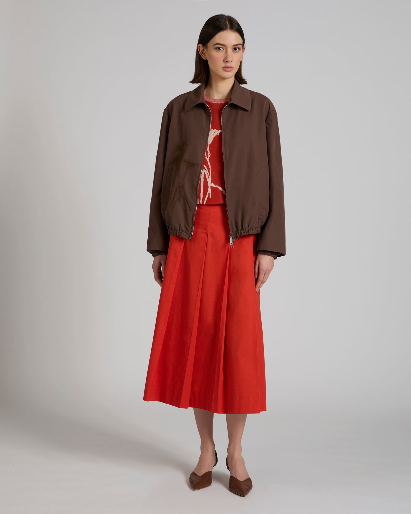 Regular Fit-Pullover aus Baumwollkrepp-Jacquard