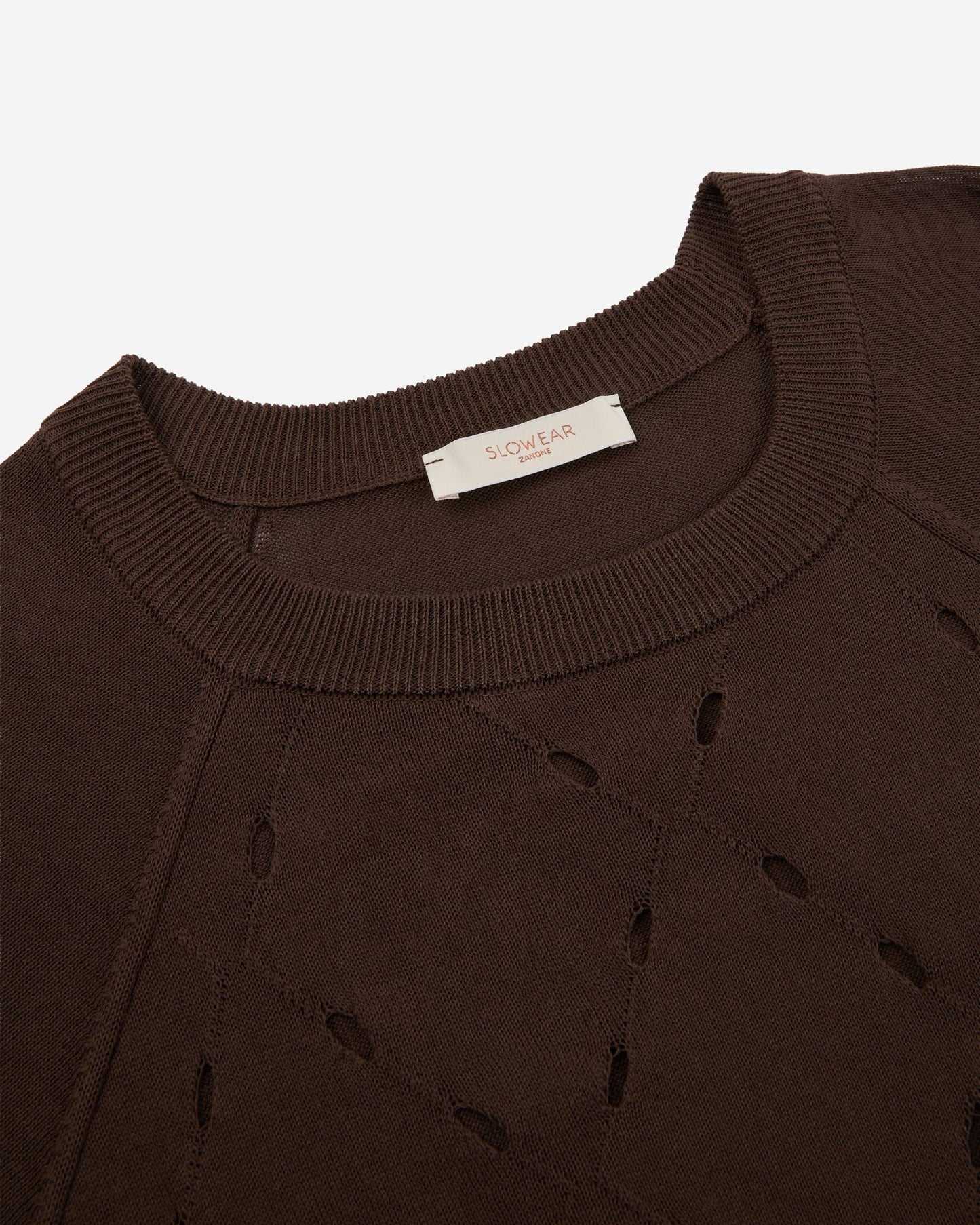 Zanone - Regular fit crêpe cotton jumper - brown
