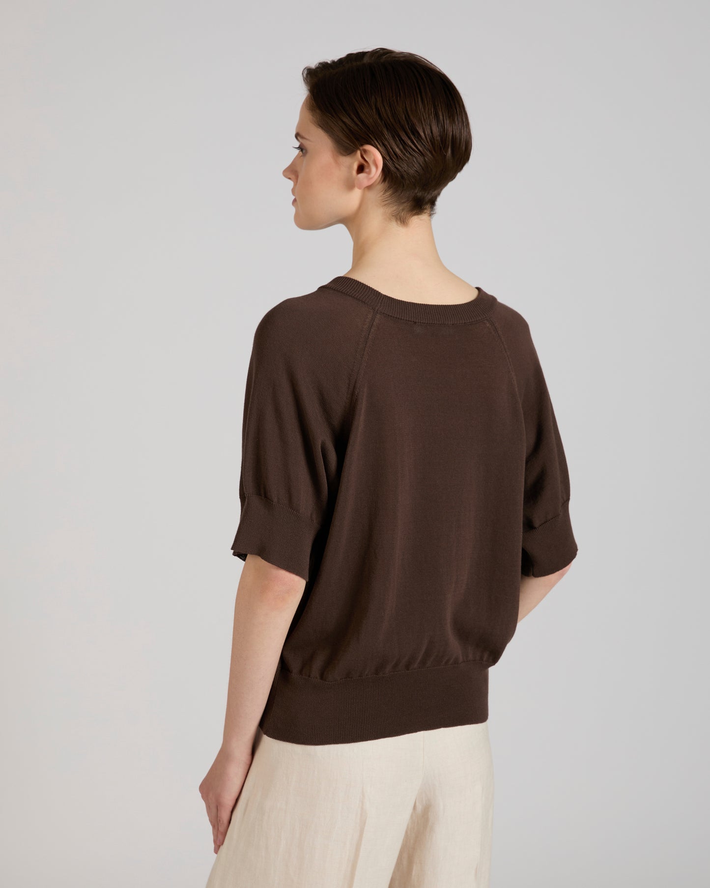 Regular fit crêpe cotton jumper