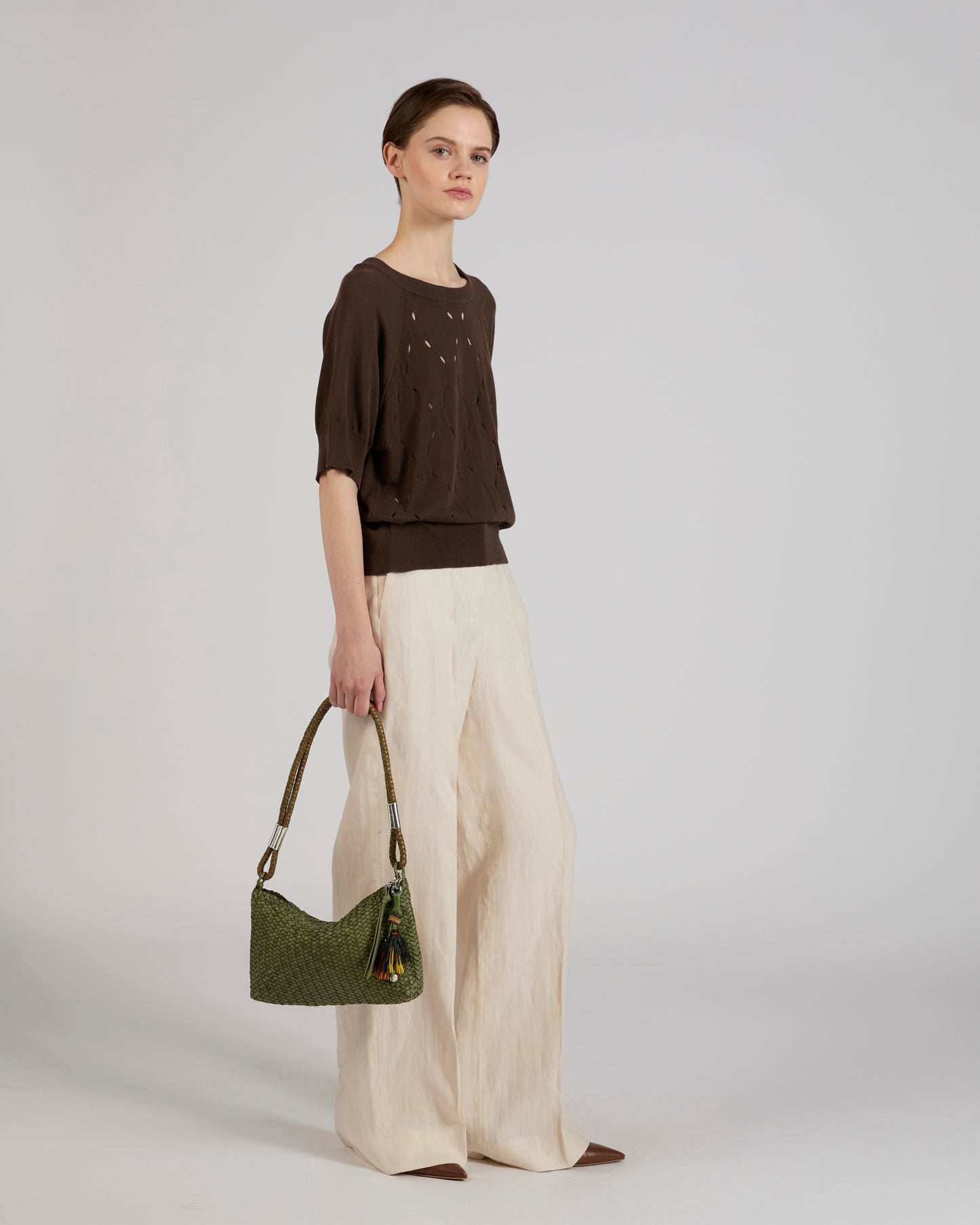 Regular fit crêpe cotton jumper