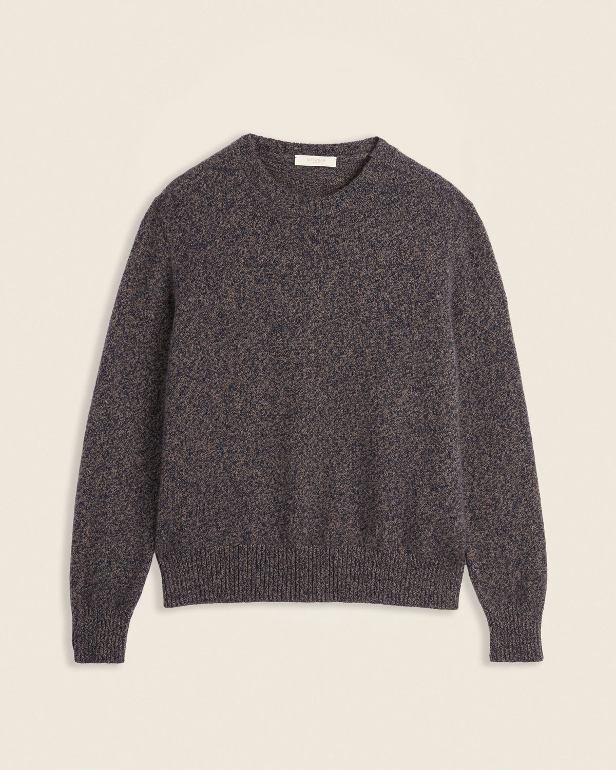 Pull ras-du-cou coupe classique en laine et angora à effet mouliné