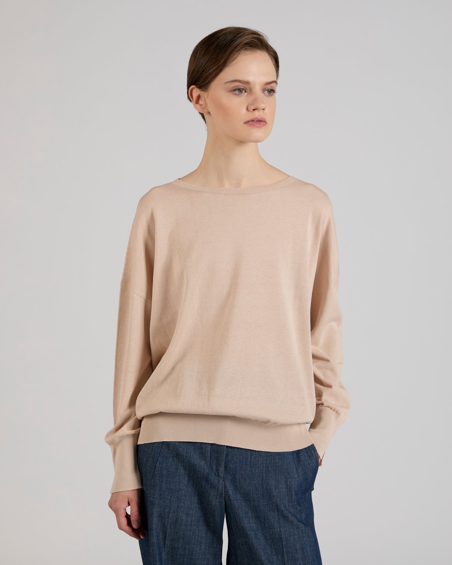 Oversized cotton and silk jumper