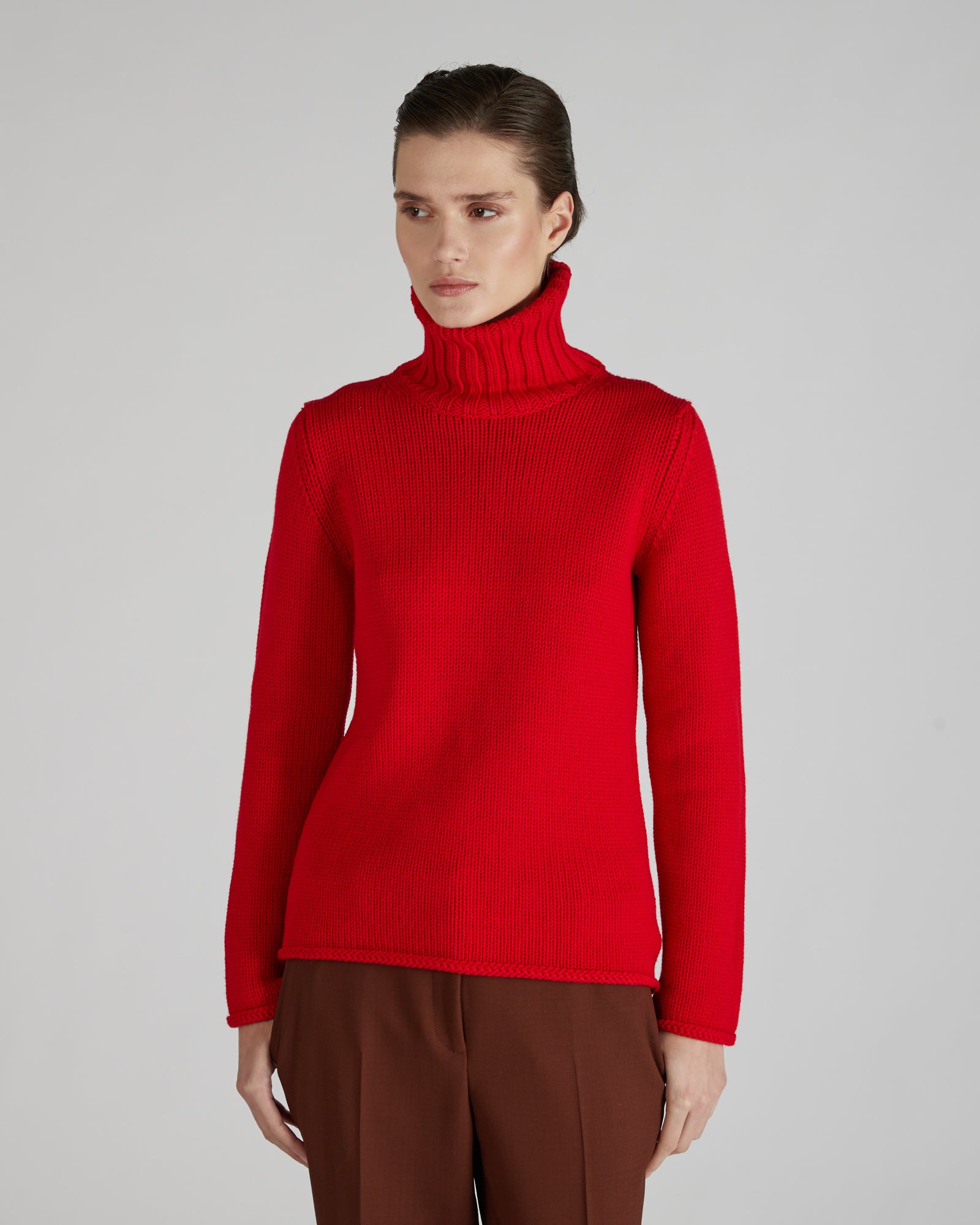 Zanone - Slim-fit wool polo neck sweater - red – Slowear