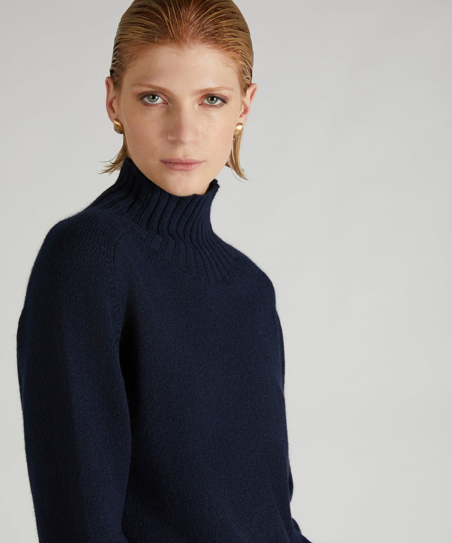 Wool and Angora mock neck sweater