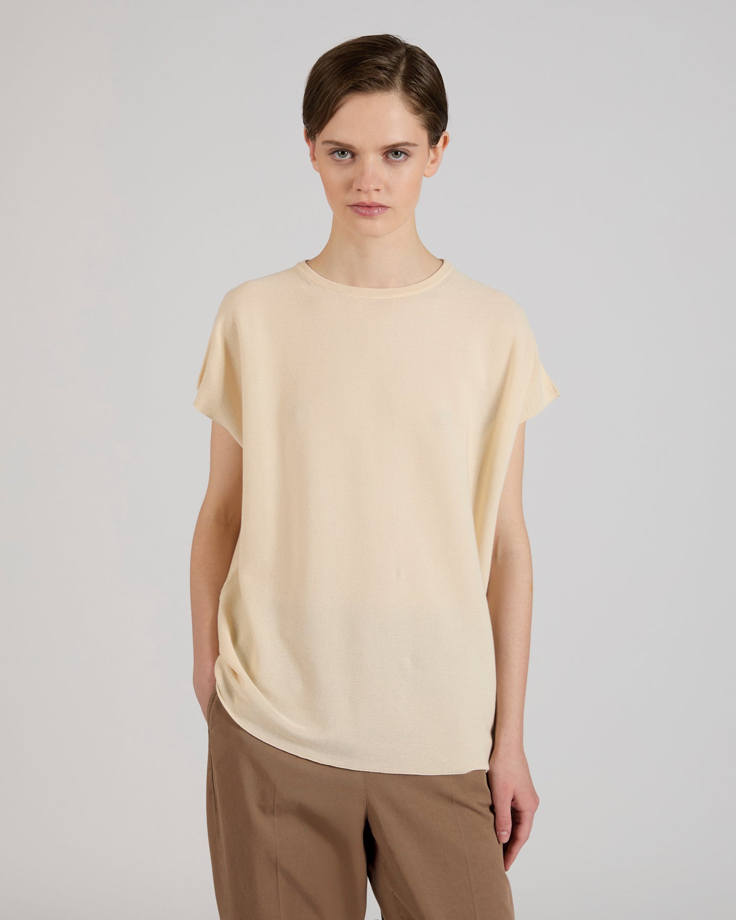 Regular fit cotton crêpe blouse