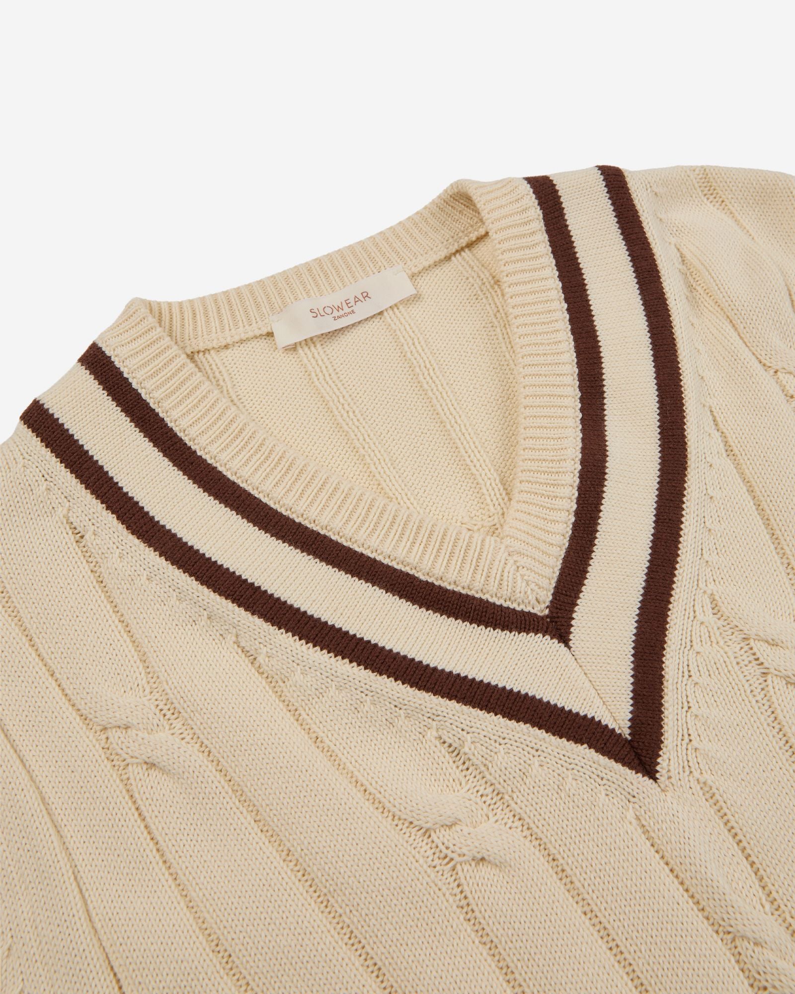 Zanone - Regular fit cotton sweater - butter + petroleum