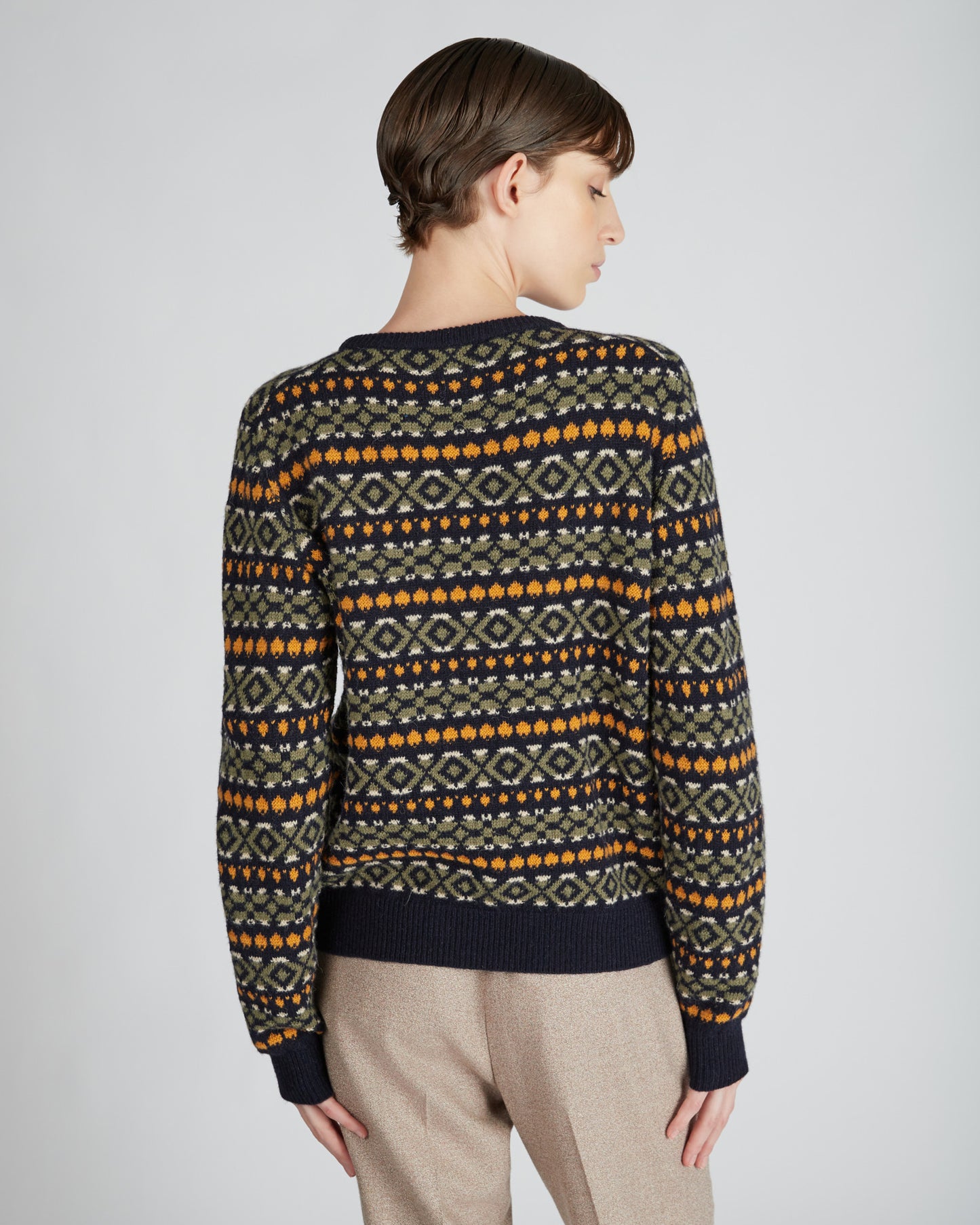 Regular fit crewneck sweater in wool and Alpaca