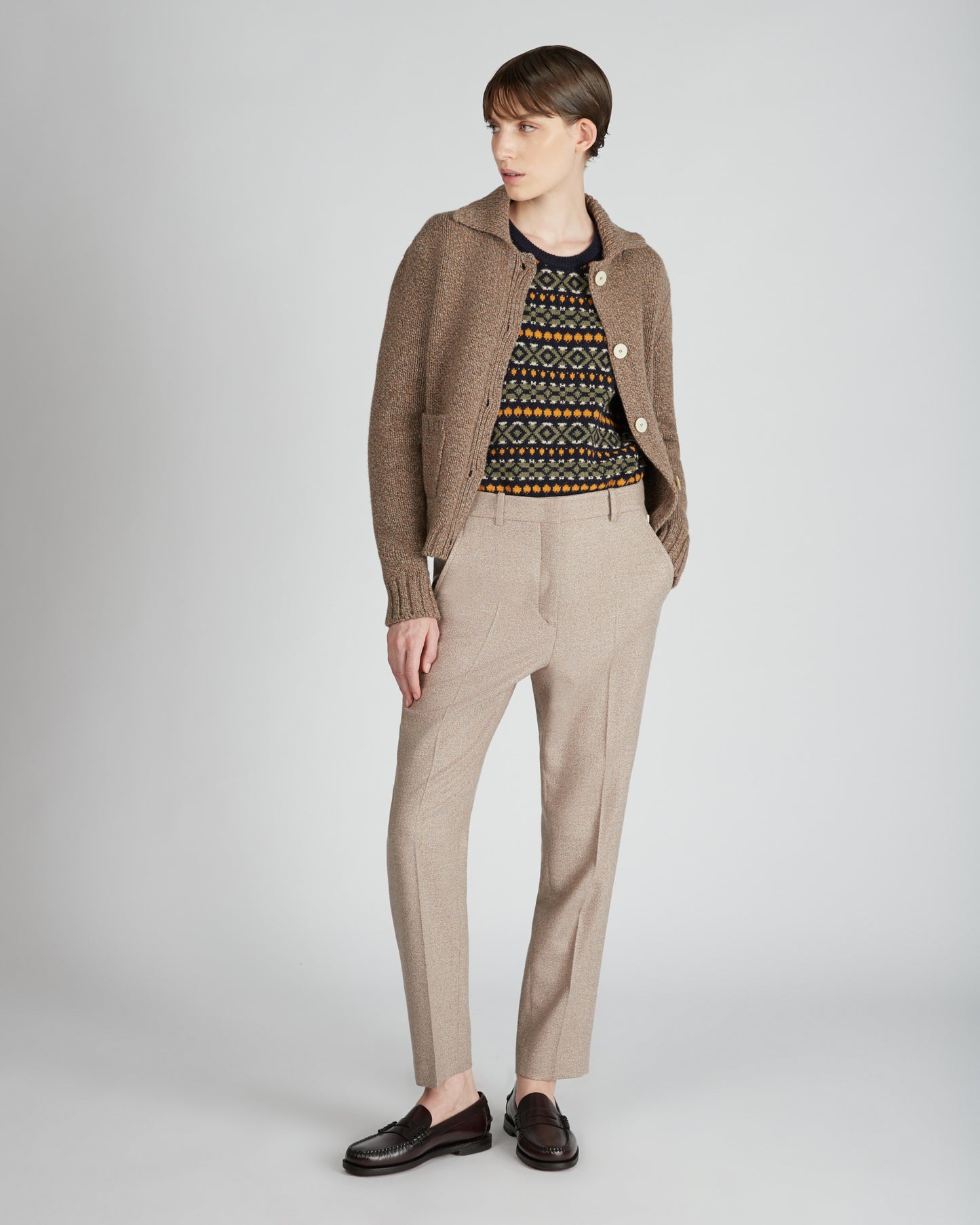 Regular fit crewneck sweater in wool and Alpaca