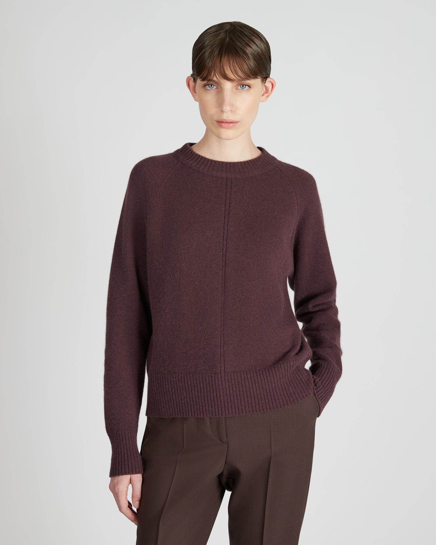 Girocollo regular fit in lana e Angora