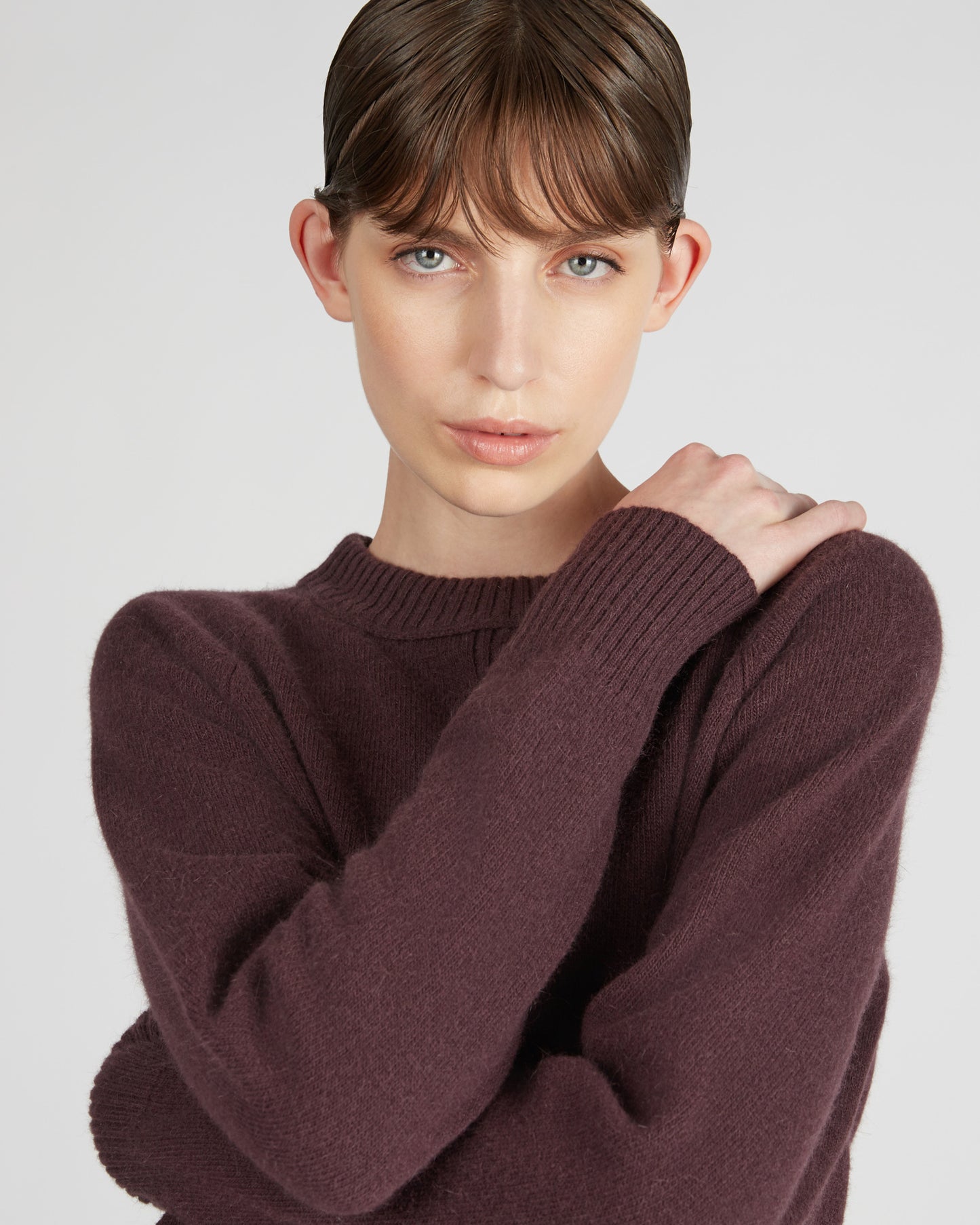 Girocollo regular fit in lana e Angora