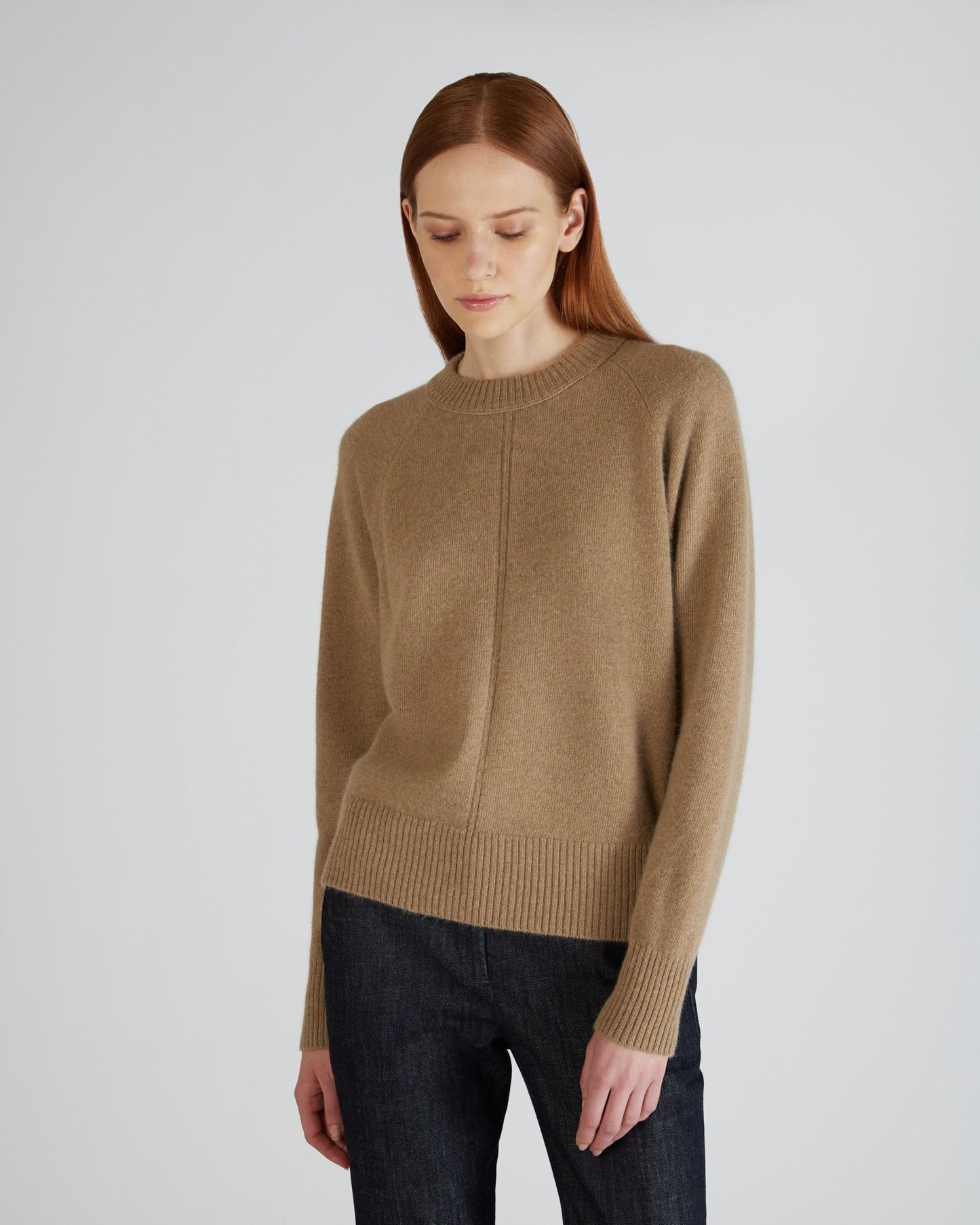 Regular fit crewneck sweater in wool and Angora