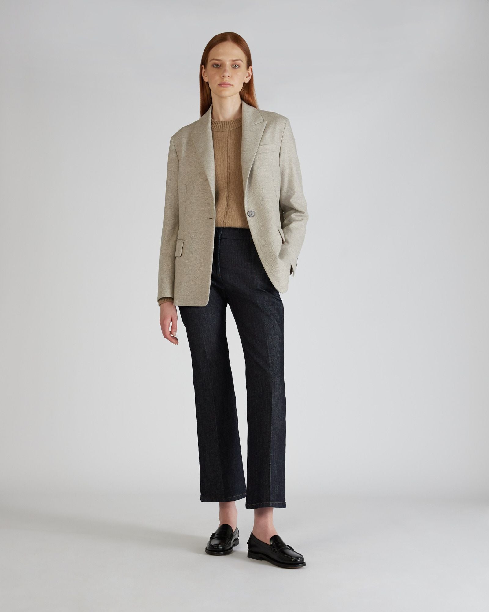 Regular fit crewneck sweater in wool and Angora