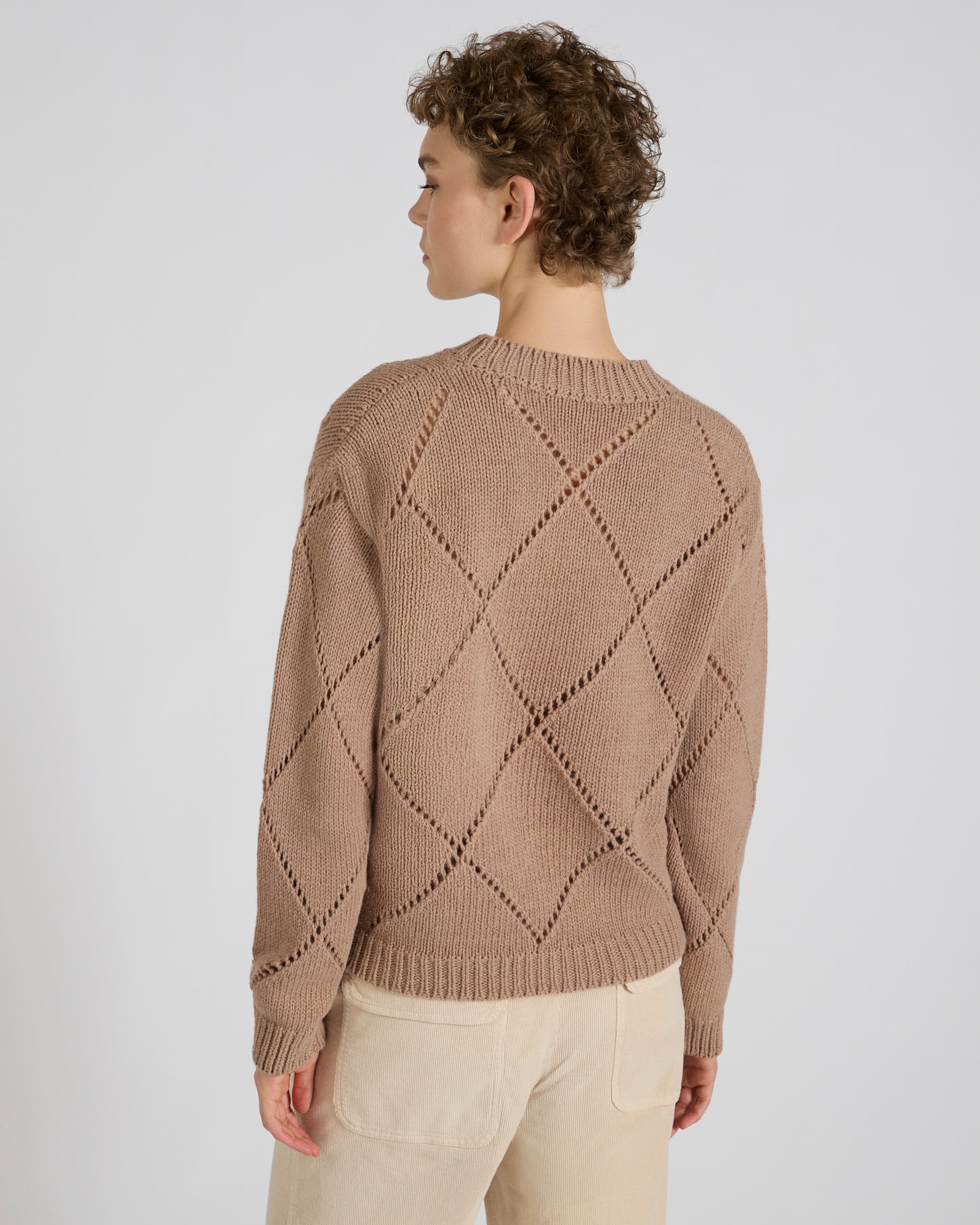 Wide fit crewneck sweater in wool and Alpaca