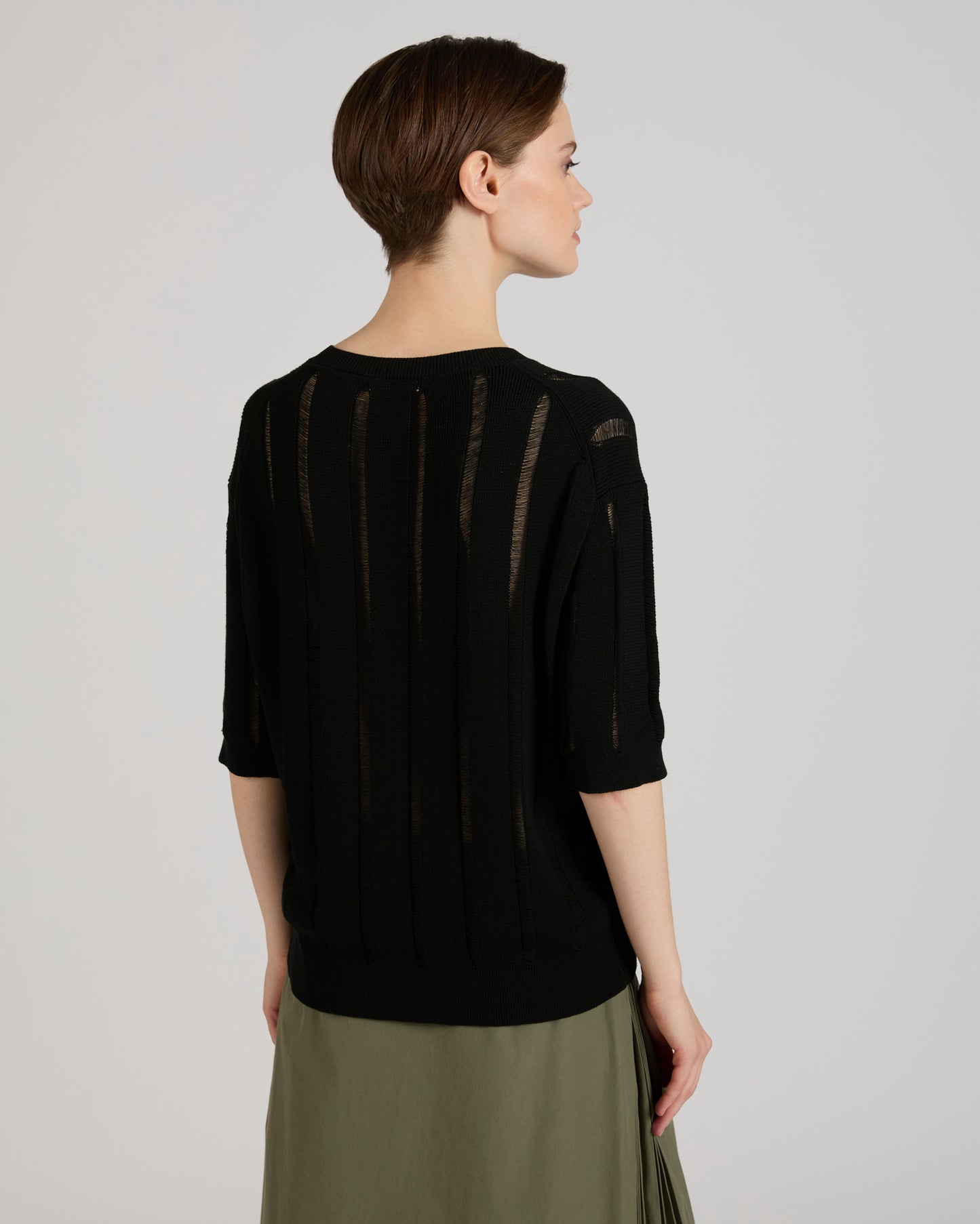 Slim fit cotton crêpe sweater