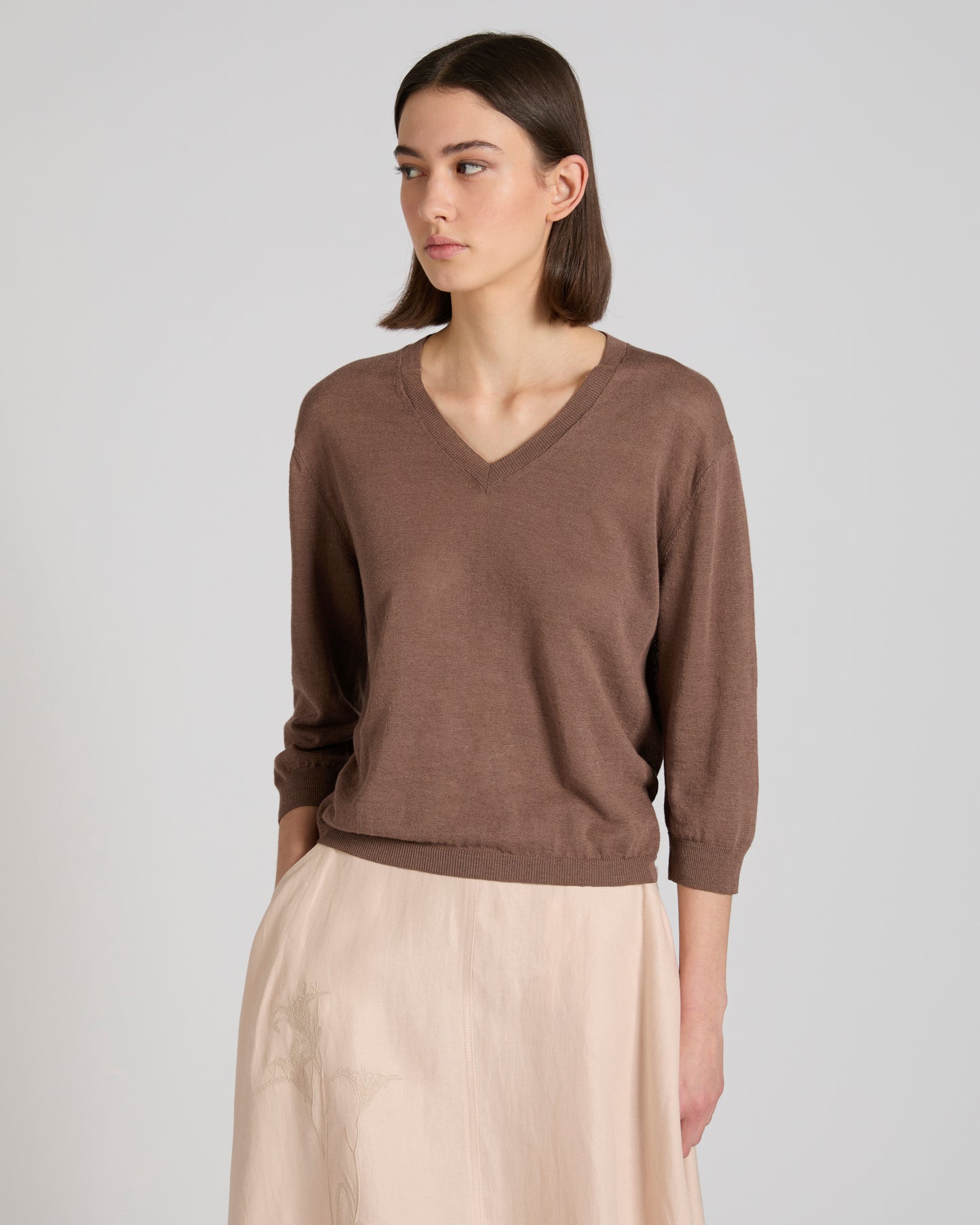 Regular fit shirt in linen and cotton