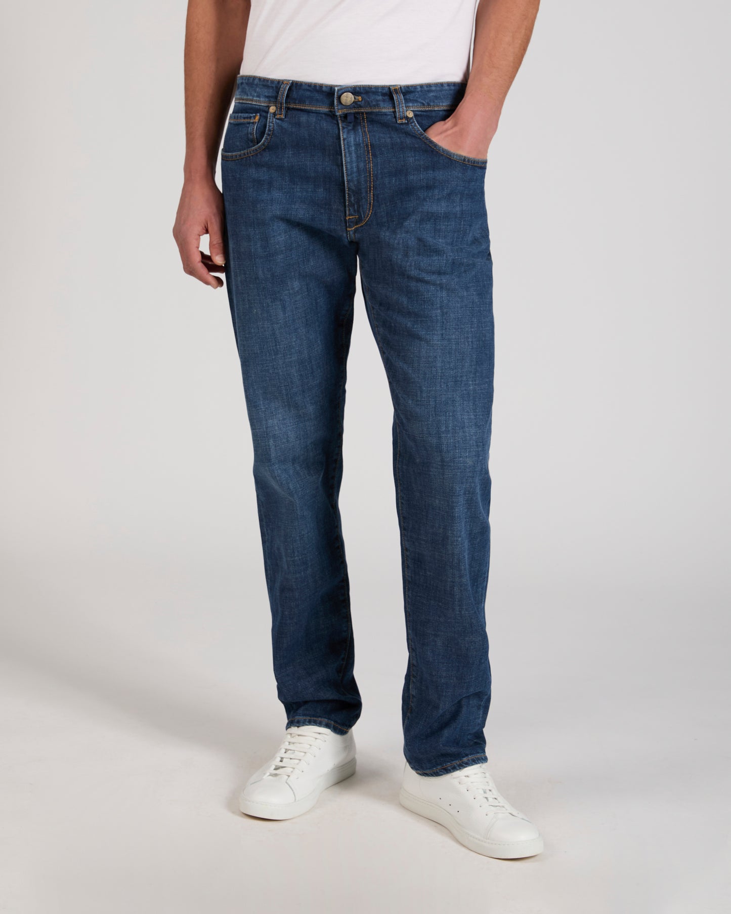 Regular fit stretch denim trousers