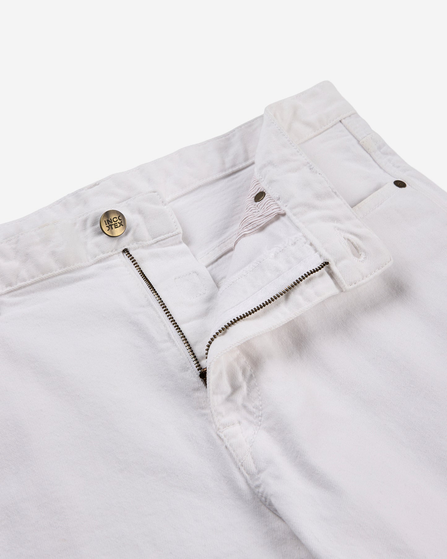 Regular fit ecru selvedge denim trousers