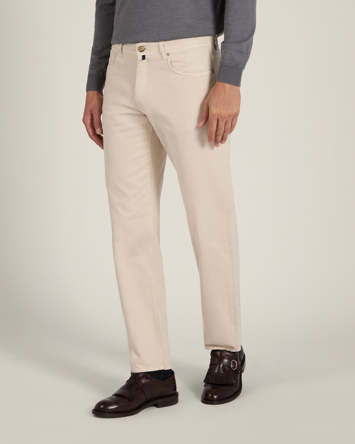 Pantalone cinque tasche regular fit in cotone e cashmere