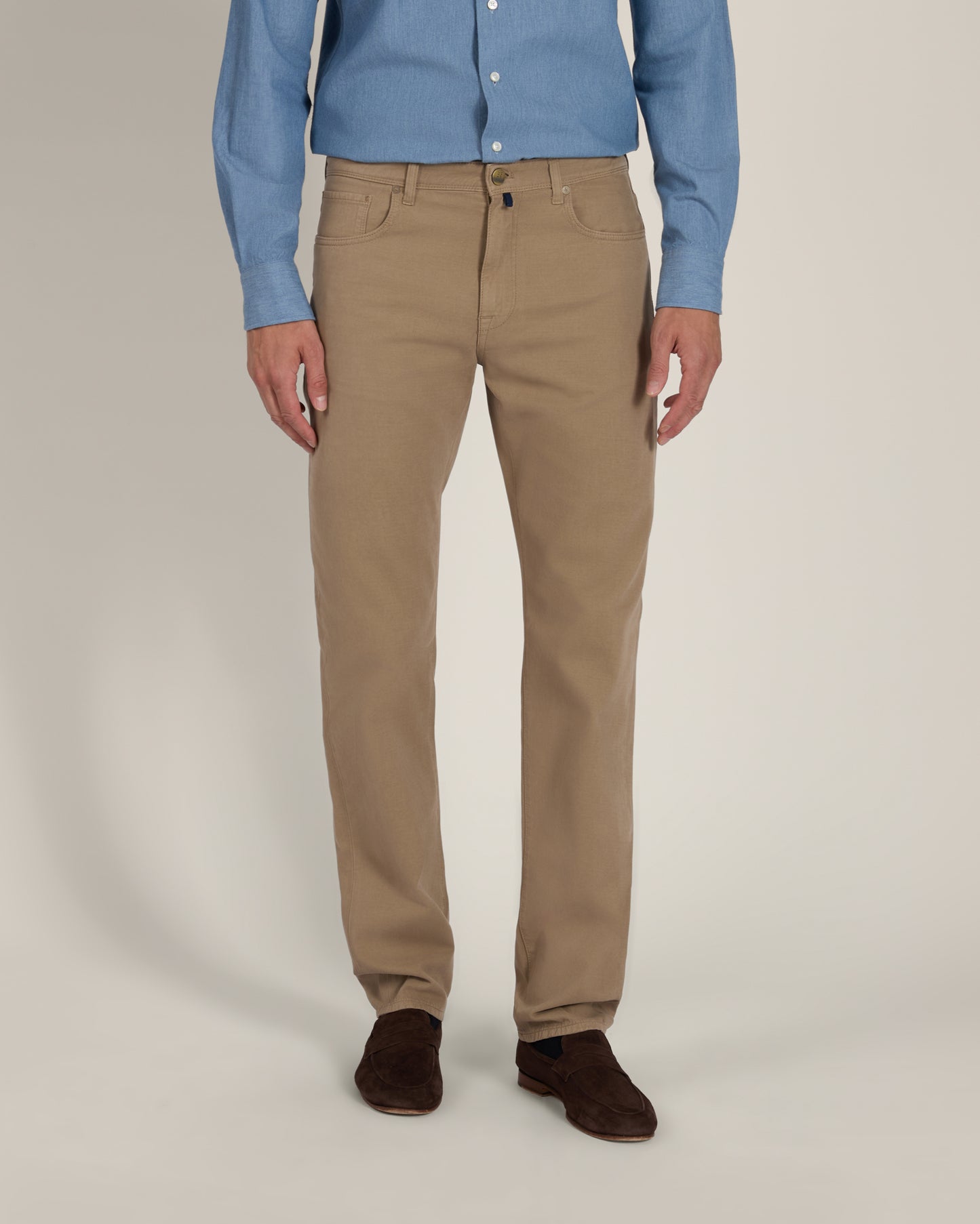 Pantalone cinque tasche regular fit in cotone e cashmere