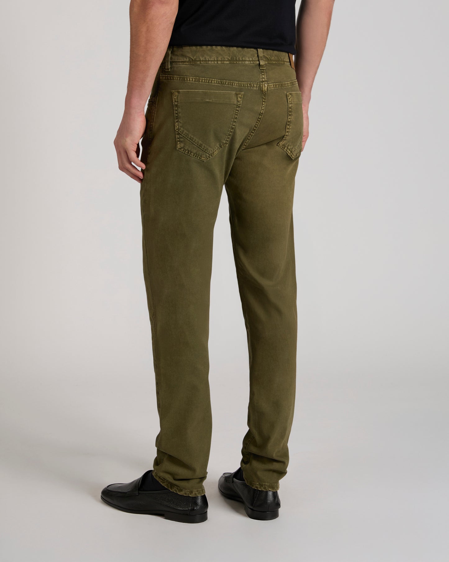Slim fit stretch cotton tricot five-pocket trousers