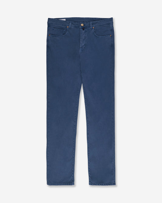 Slim fit stretch cotton tricot five-pocket trousers