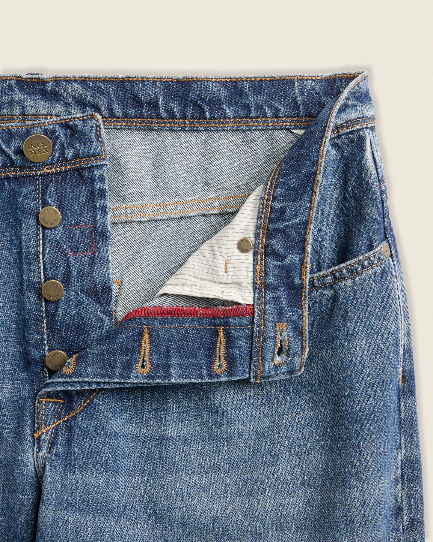 Tapered fit denim fivepocket trousers