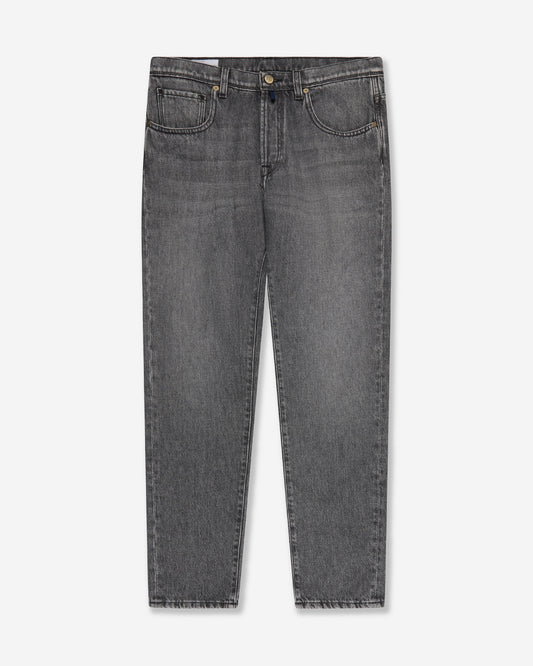 Tapered fit cotton five-pocket trousers