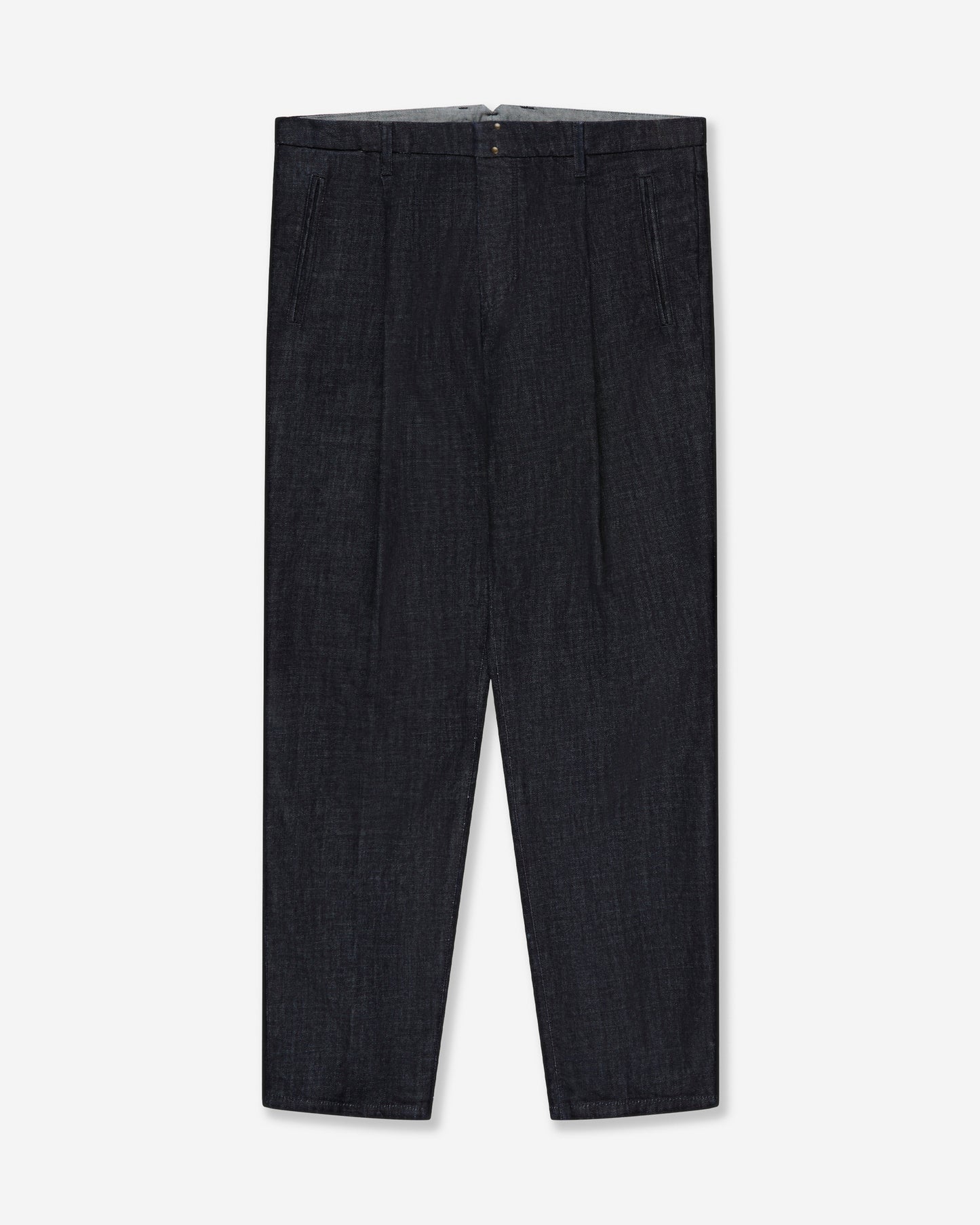 Tapered fit stretch denim trousers