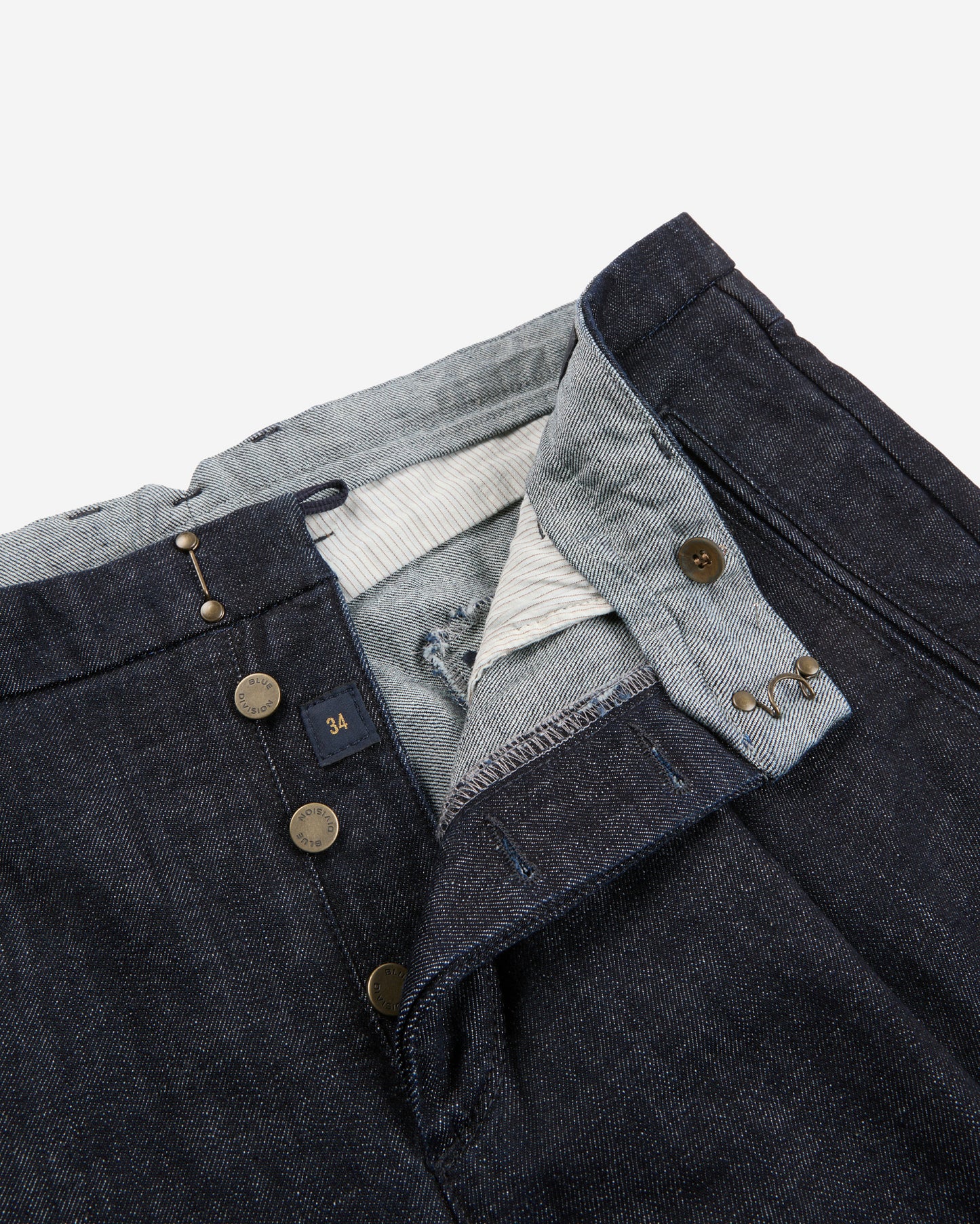 Tapered fit stretch denim trousers