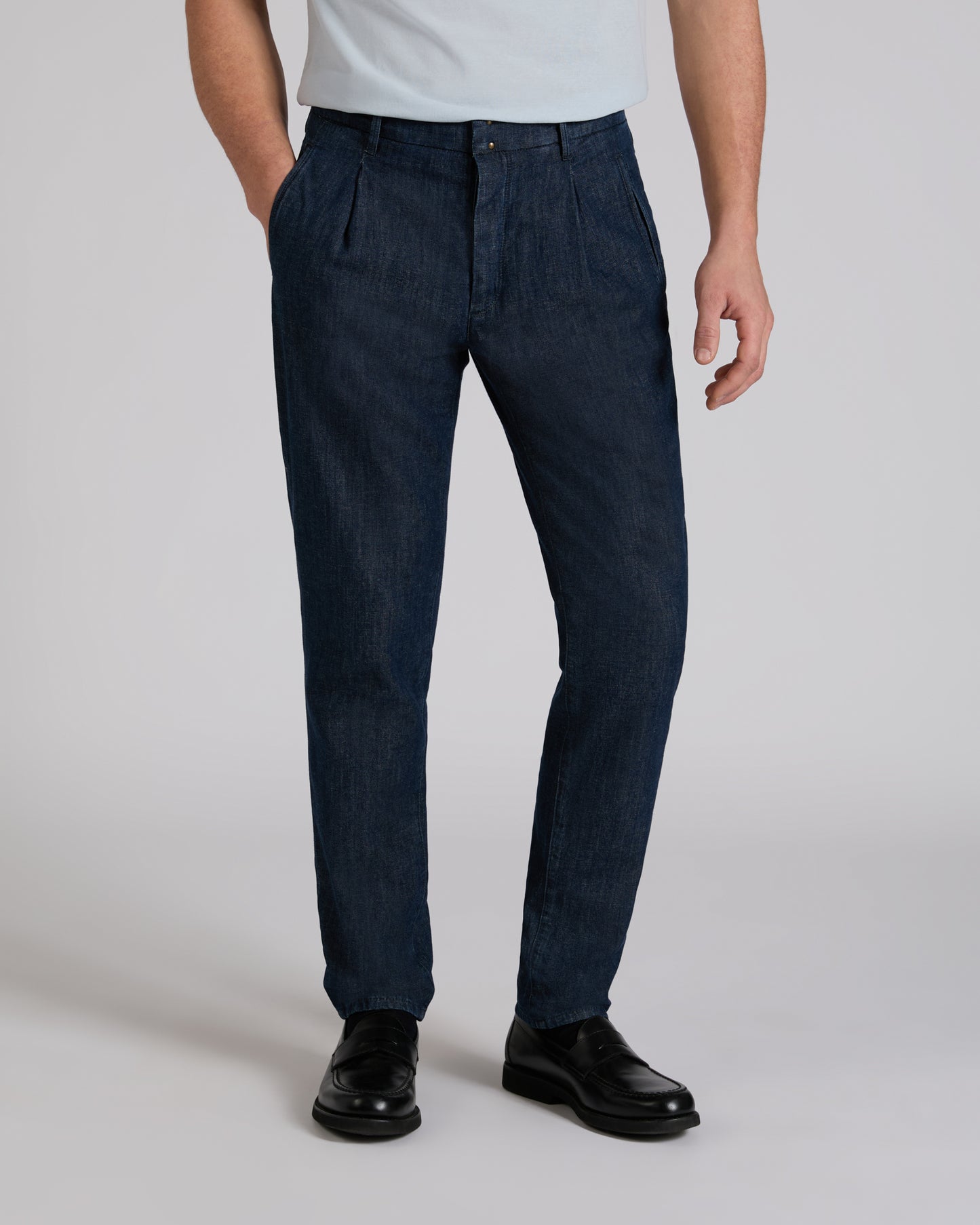 Tapered fit cotton trousers