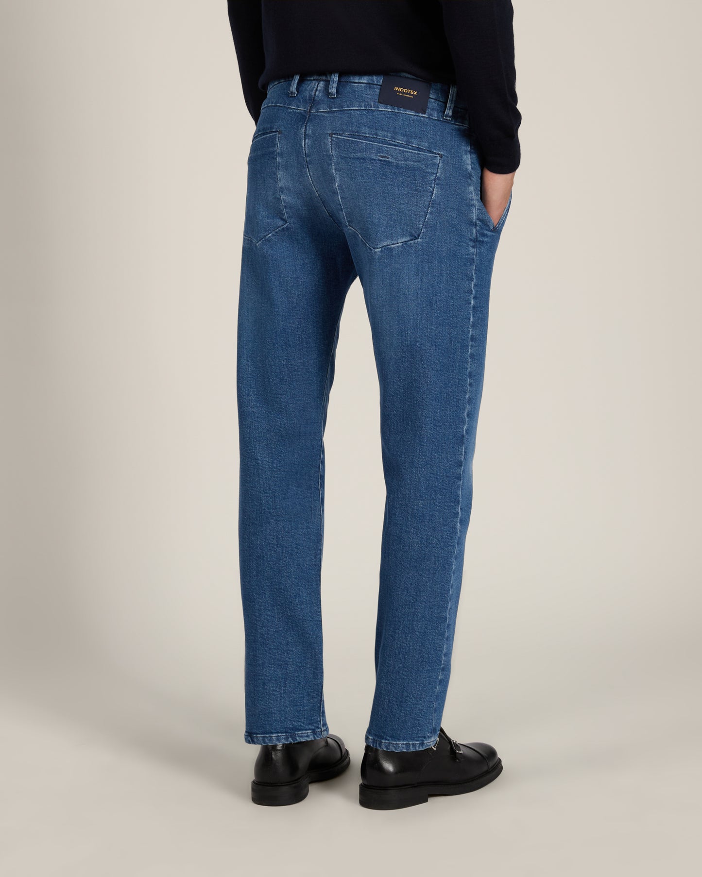Pantalone tapered fit in denim stretch