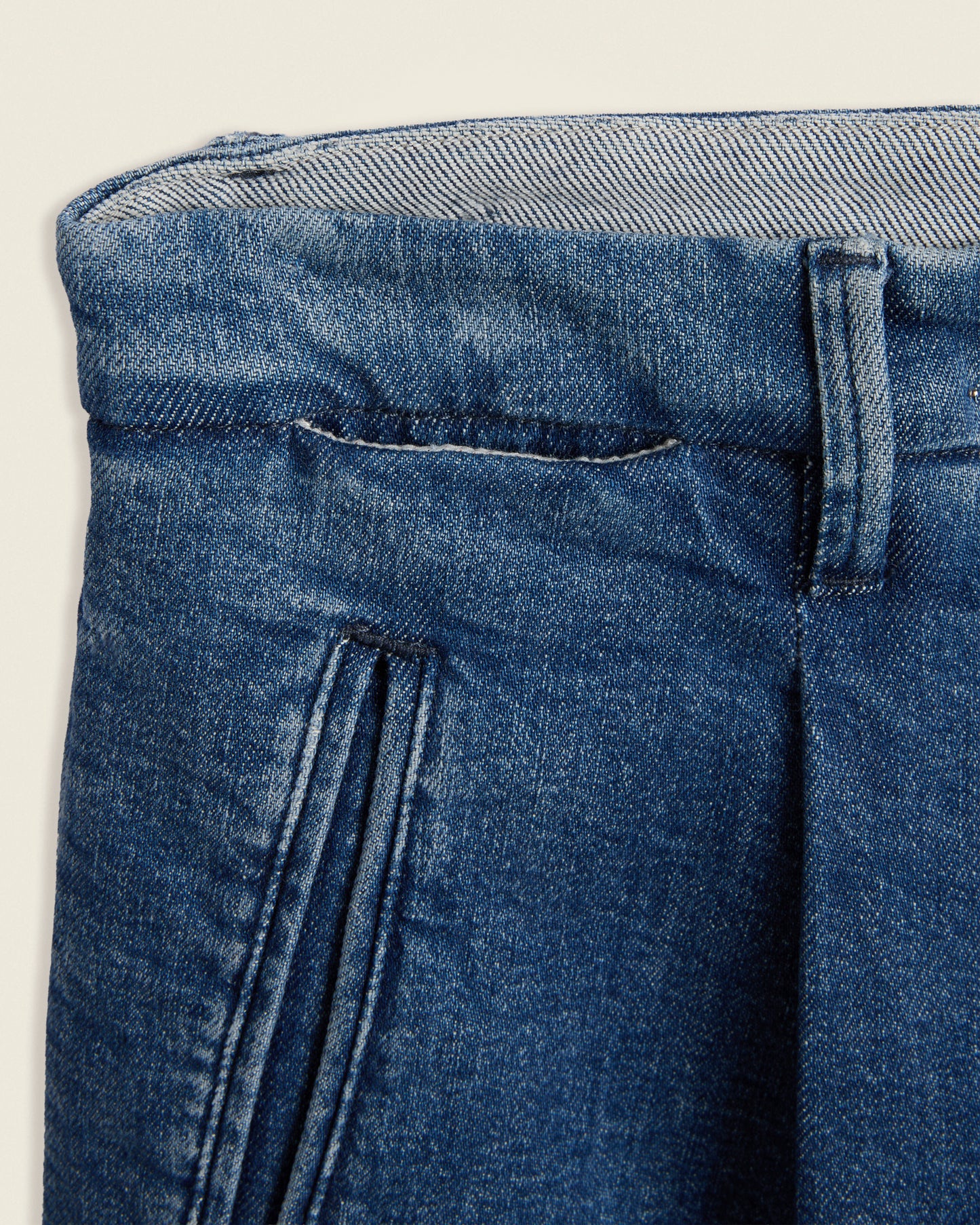 Tapered fit stretch denim trousers
