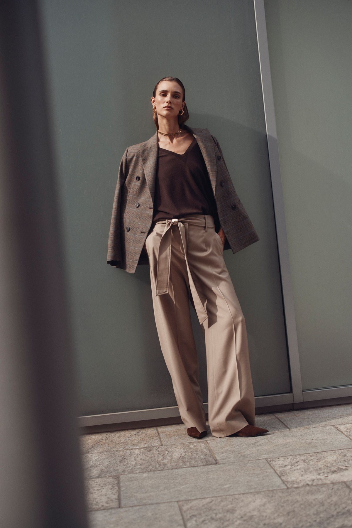 Giacca doppiopetto regular fit in lana stretch