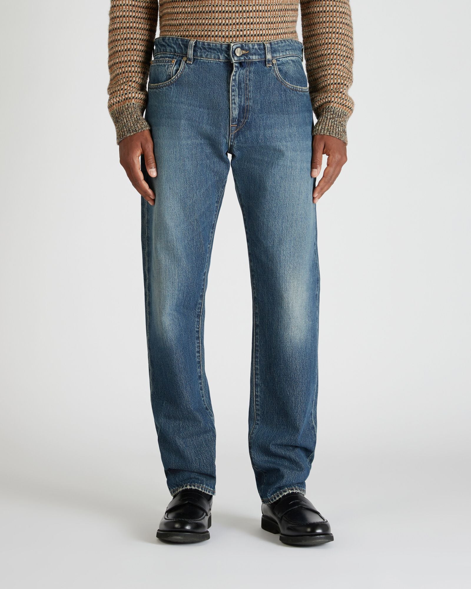 Incotex - Regular fit five-pocket cotton trousers - dark blue