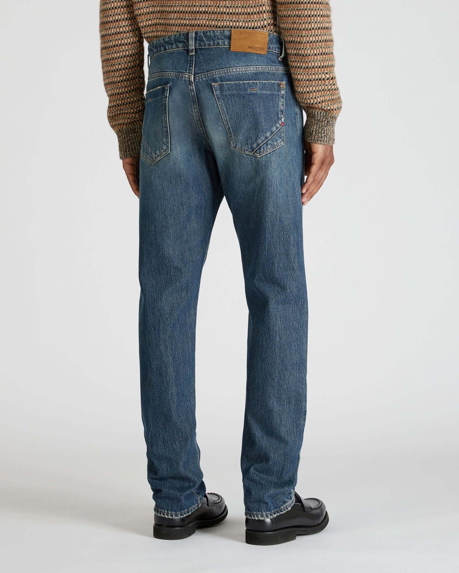 Incotex - Regular fit five-pocket cotton trousers - dark blue