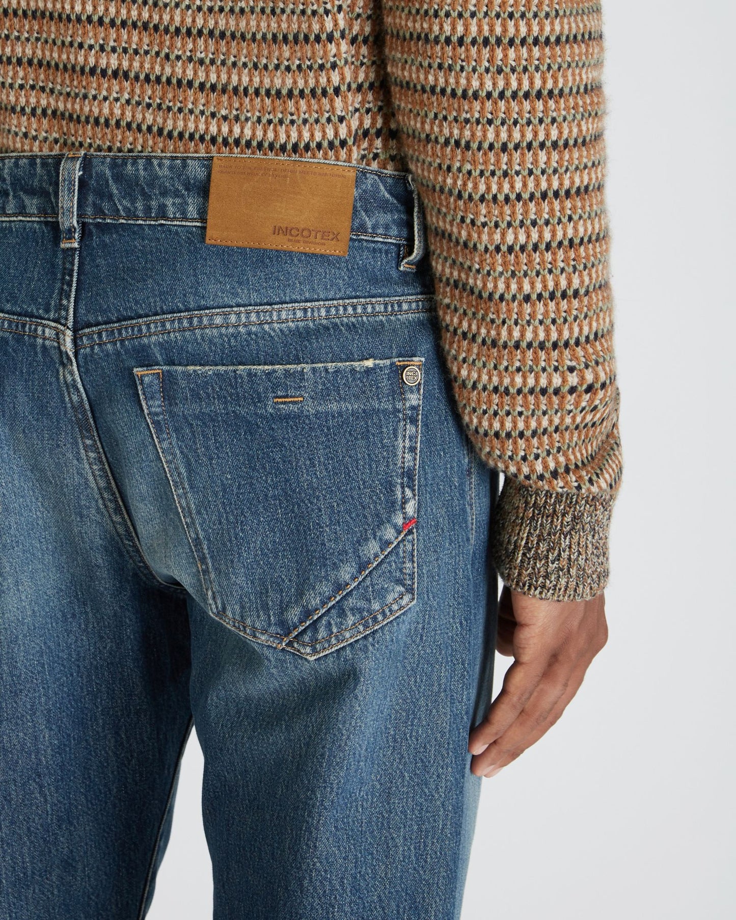 Incotex - Regular fit five-pocket cotton trousers - dark blue