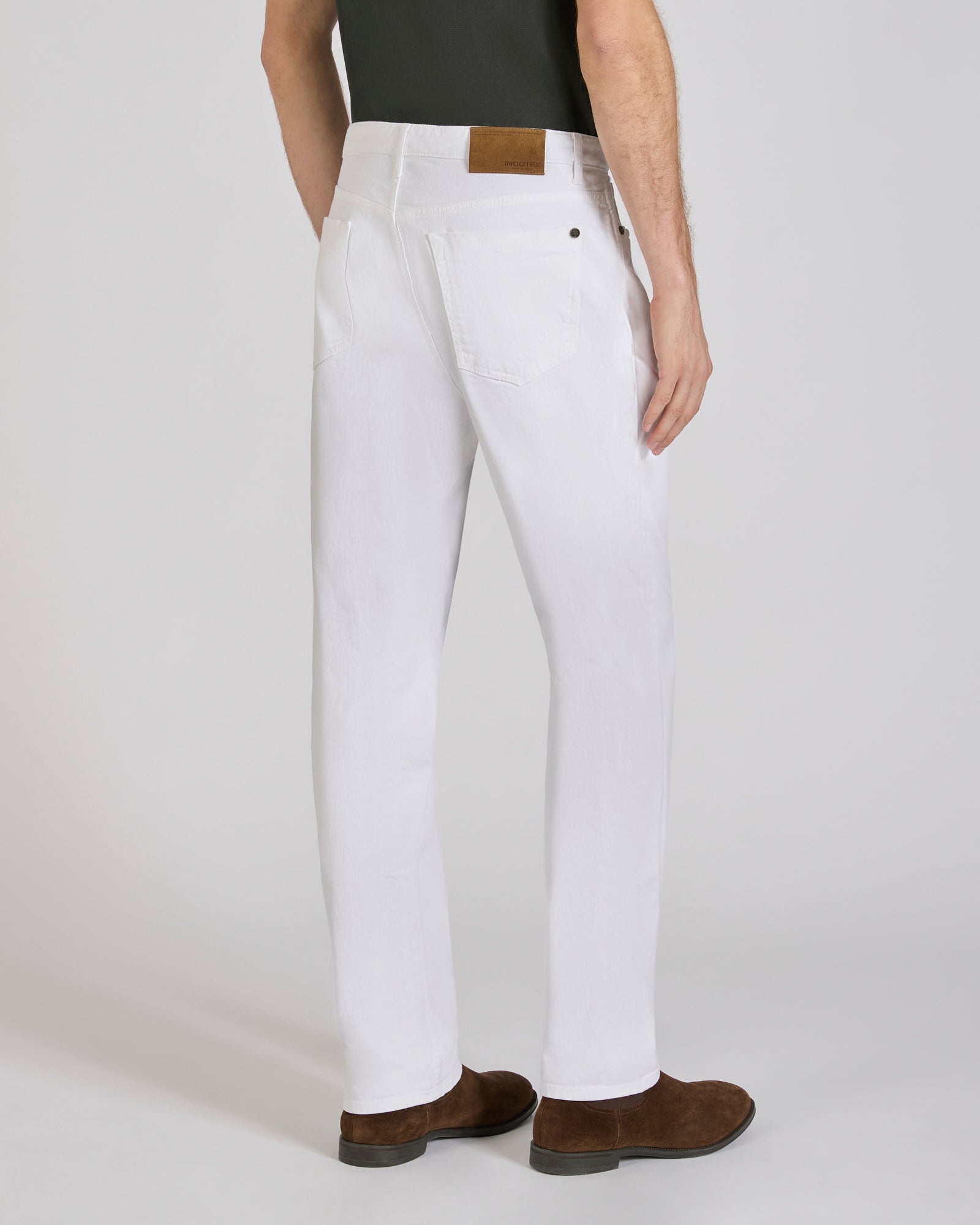Incotex - Regular fit five-pocket cotton bull trousers - optical
